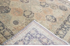 Vintage Turkish Sivas Handmade Allover Motif Beige Wool Rug