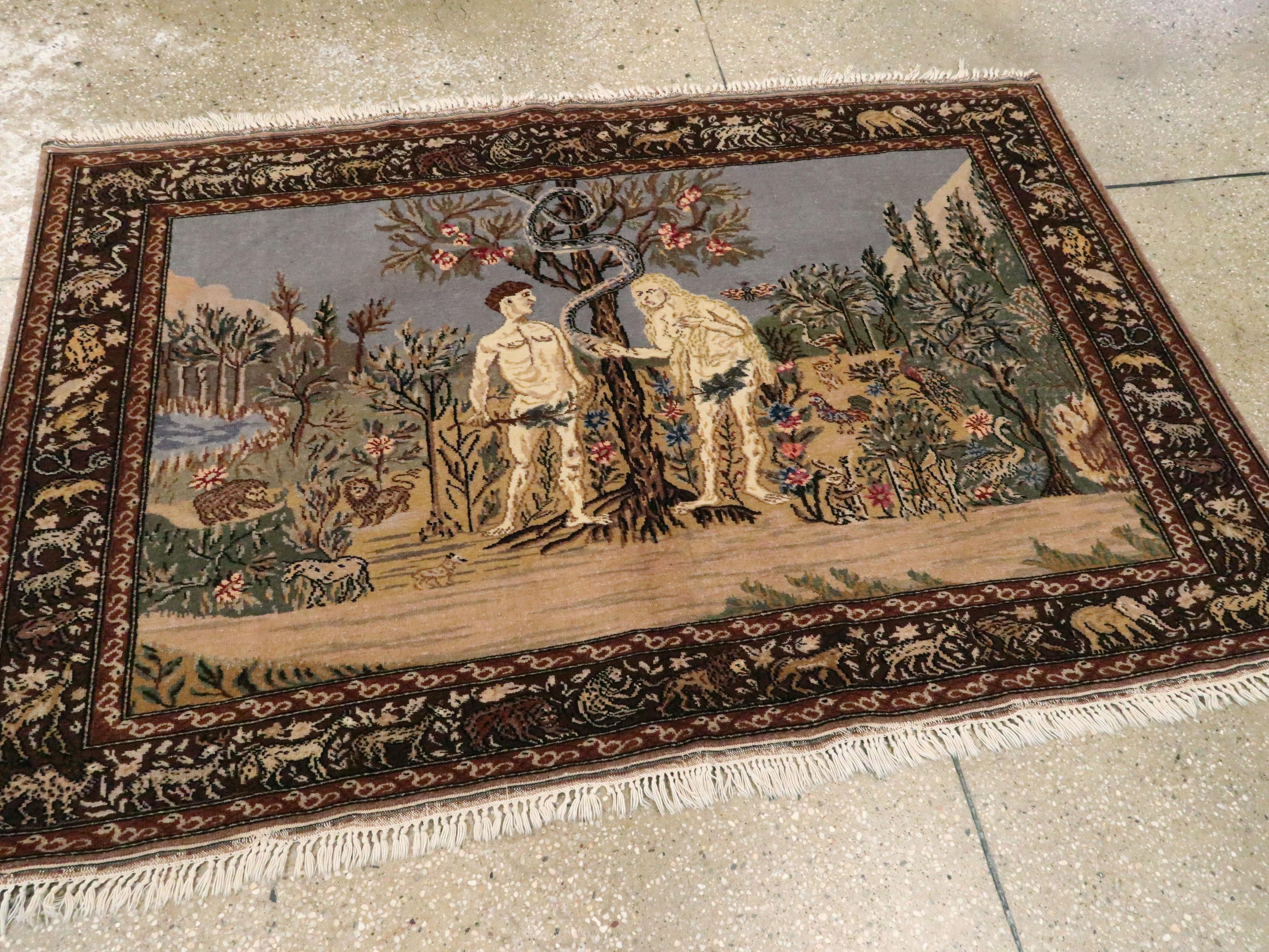Vintage Turkish Sivas Pictorial Rug In Excellent Condition For Sale In New York, NY