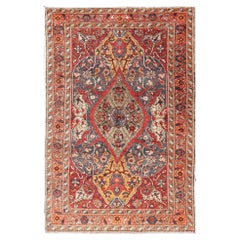 Vintage Turkish Sivas Rug in Burgundy Red, Cream, 
Blue with All-Over Design