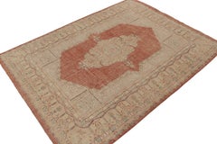 Vintage Turkish Sivas Rug in Rust Blue and Pink Floral Medallion by Rug & Kilim