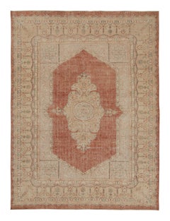 Vintage Turkish Sivas Rug in Rust Blue and Pink Floral Medallion by Rug & Kilim