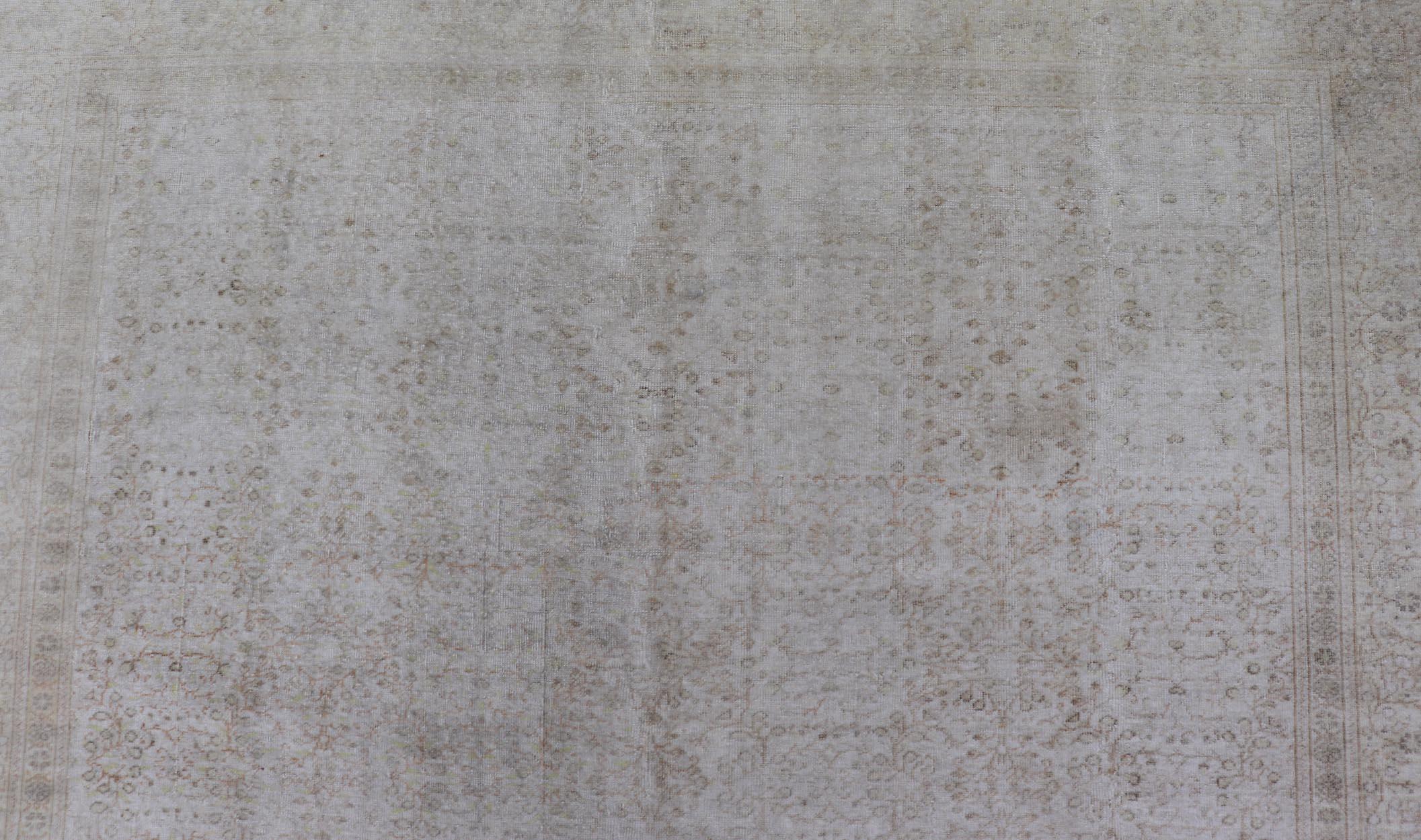 Vintage türkischen Sivas Teppich in Seide mit Silber und Beige Töne 6'5 x 9'8 (Oushak) im Angebot