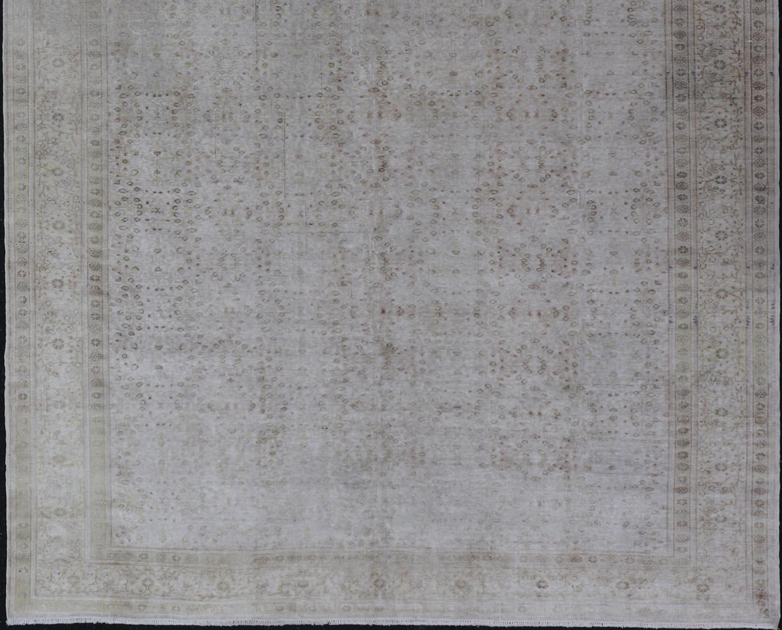 Vintage türkischen Sivas Teppich in Seide mit Silber und Beige Töne 6'5 x 9'8 (Handgeknüpft) im Angebot