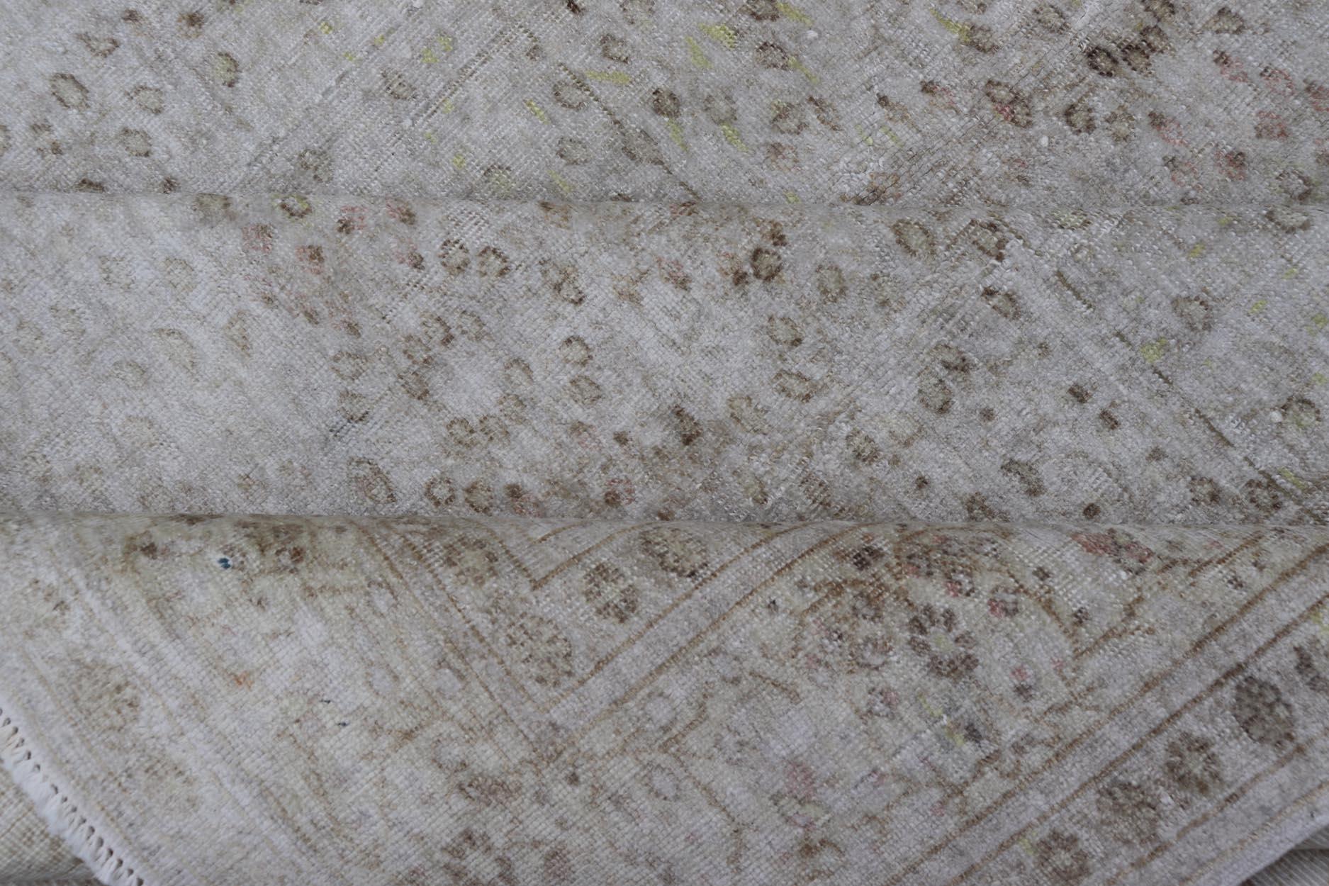 Vintage türkischen Sivas Teppich in Seide mit Silber und Beige Töne 6'5 x 9'8 (20. Jahrhundert) im Angebot