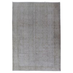 Antique Turkish Sivas Rug In Silk With Silver and Beige Tones 6'5 x 9'8