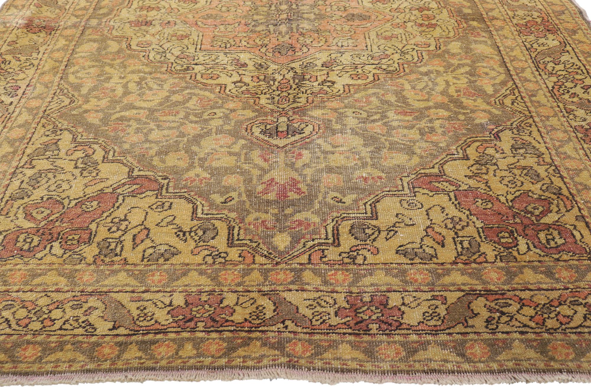 Hand-Knotted Vintage Turkish Sivas Rug, Rugged Beauty Meets Casual Elegance For Sale
