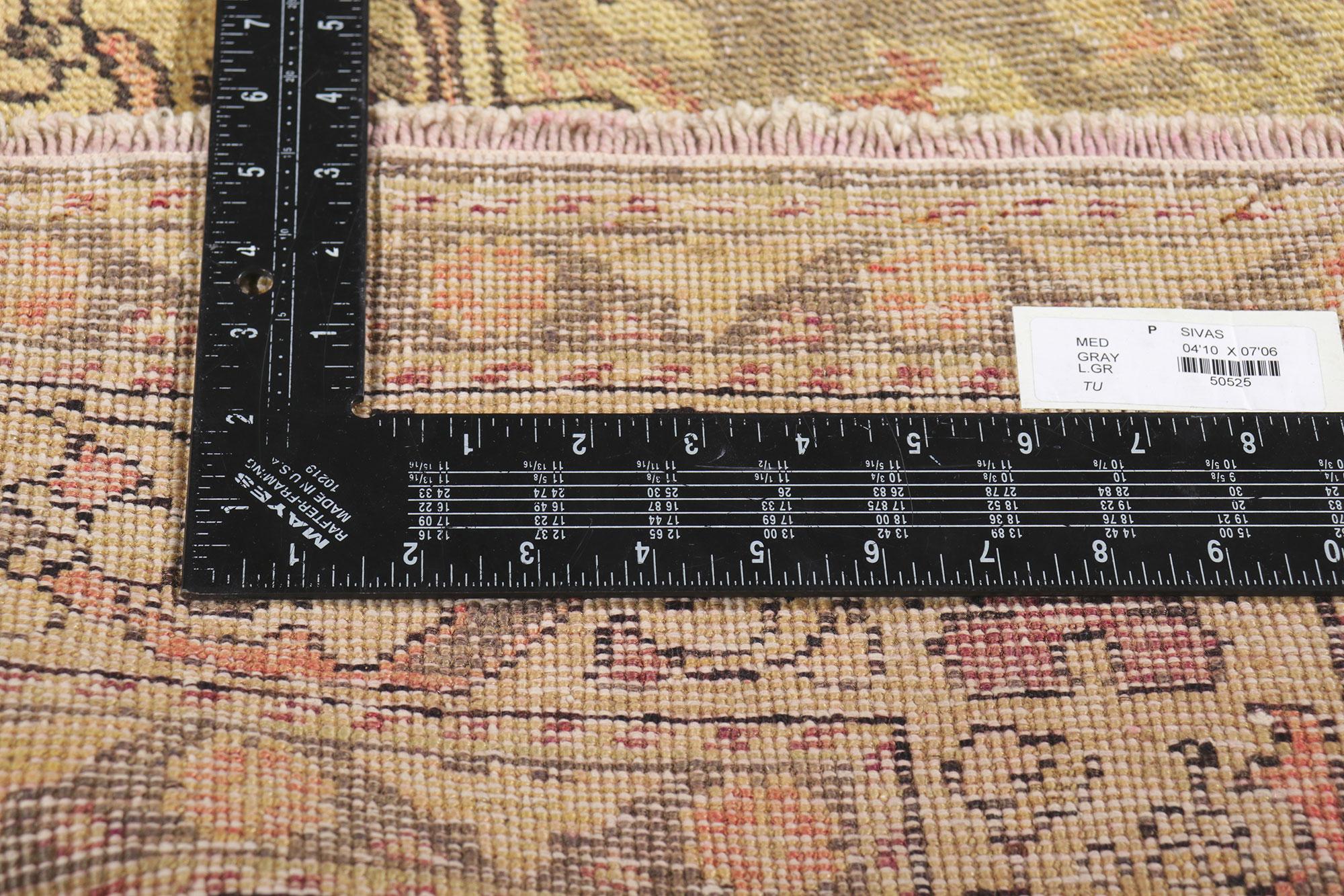 20th Century Vintage Turkish Sivas Rug, Rugged Beauty Meets Casual Elegance For Sale