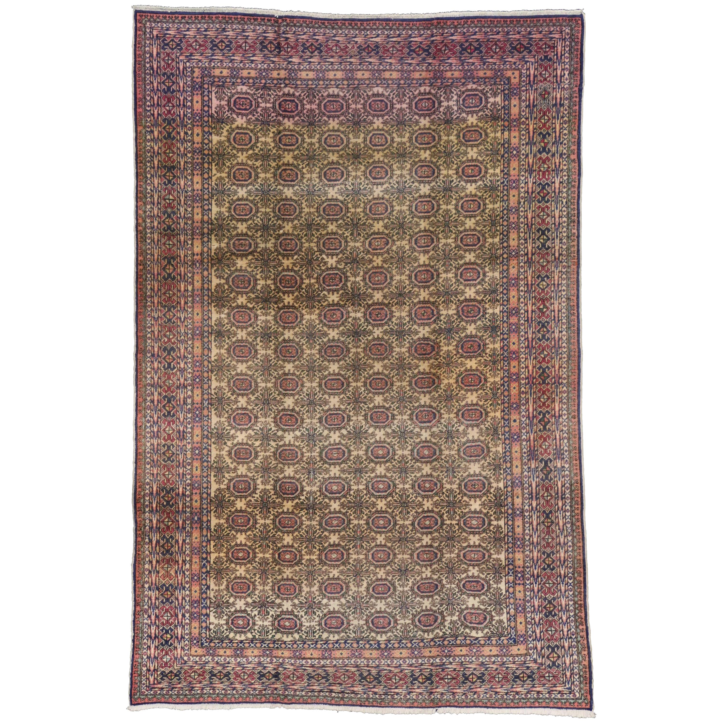 Vintage Turkish Sivas Rug with Bohemian Style, Pink and Purple Hues