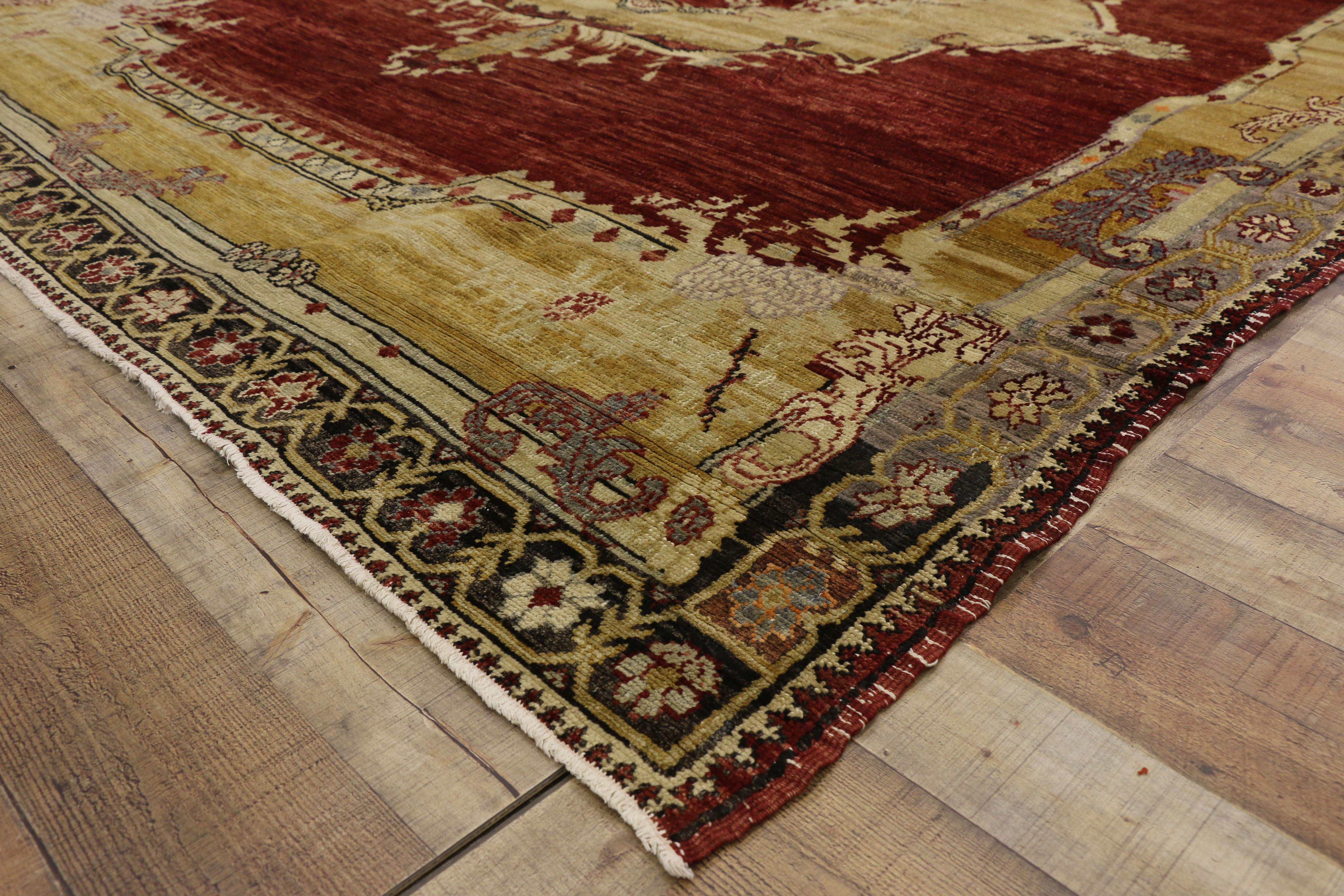 Wool Vintage Turkish Sivas Rug with Byzantine and Gothic Revival Style For Sale