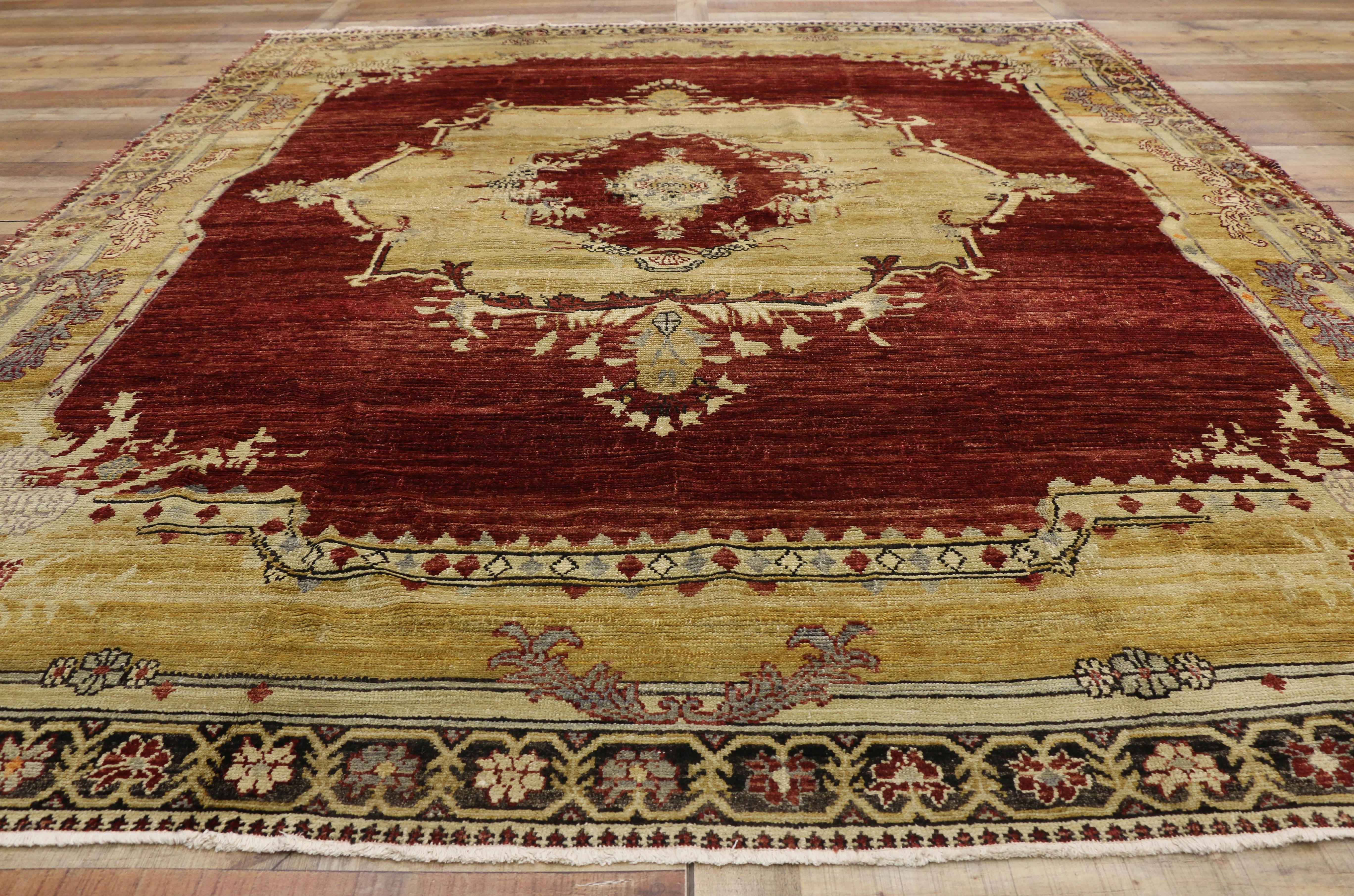 Vintage Turkish Sivas Rug with Byzantine and Gothic Revival Style For Sale 1