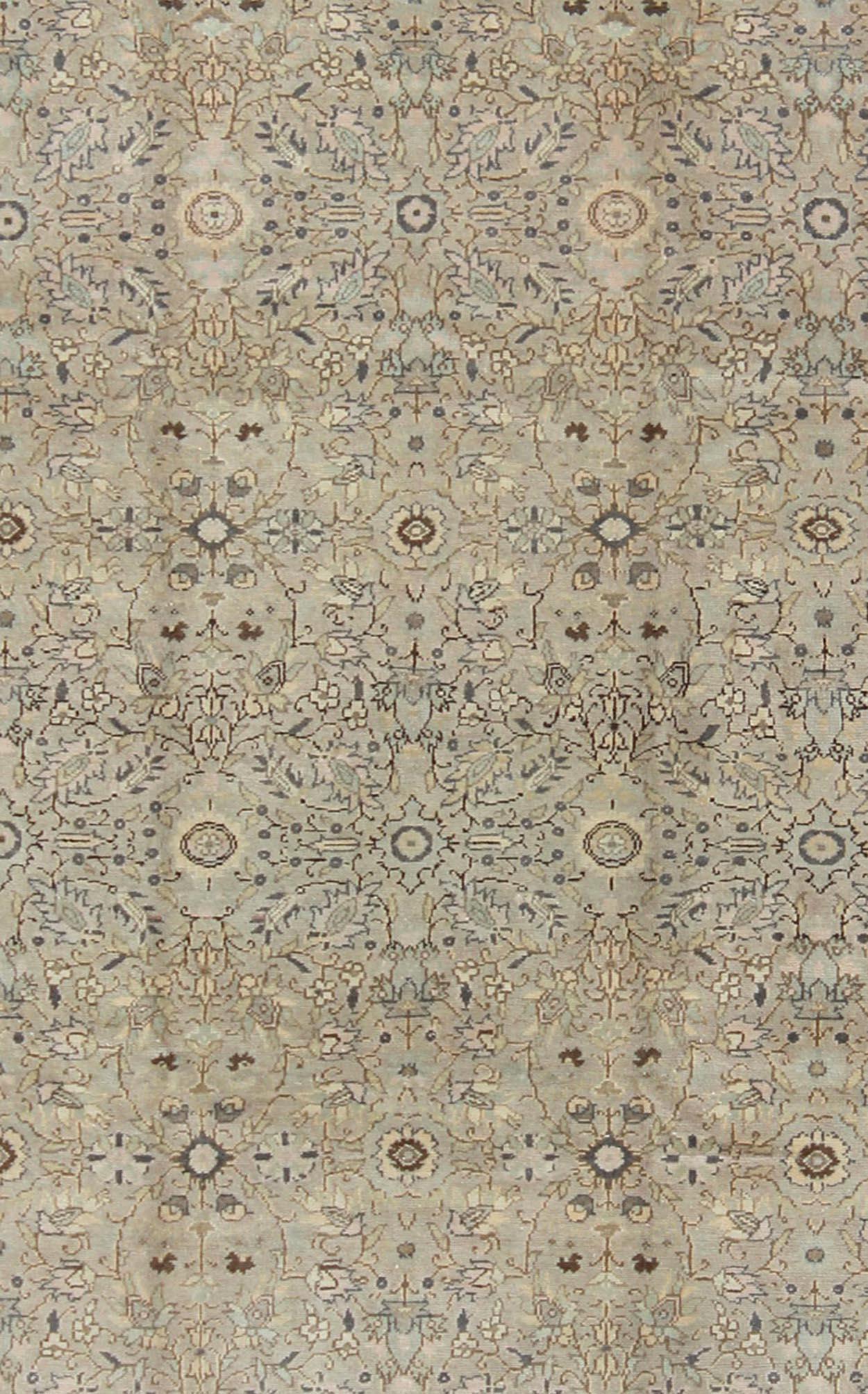 Hand-Knotted Vintage Turkish Sivas Rug with Floral Design in Earthy Neutrals  For Sale