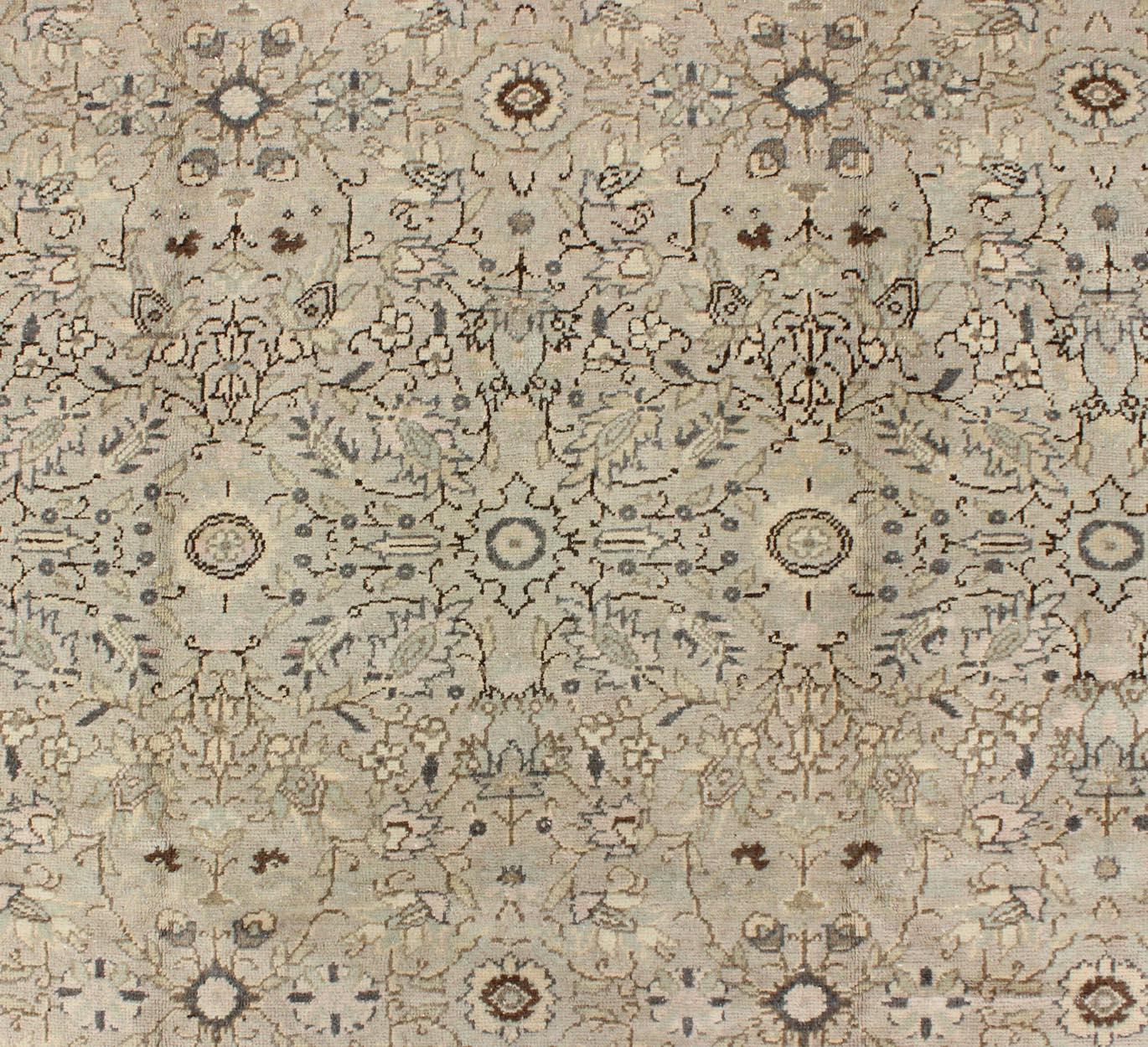 20th Century Vintage Turkish Sivas Rug with Floral Design in Earthy Neutrals  For Sale