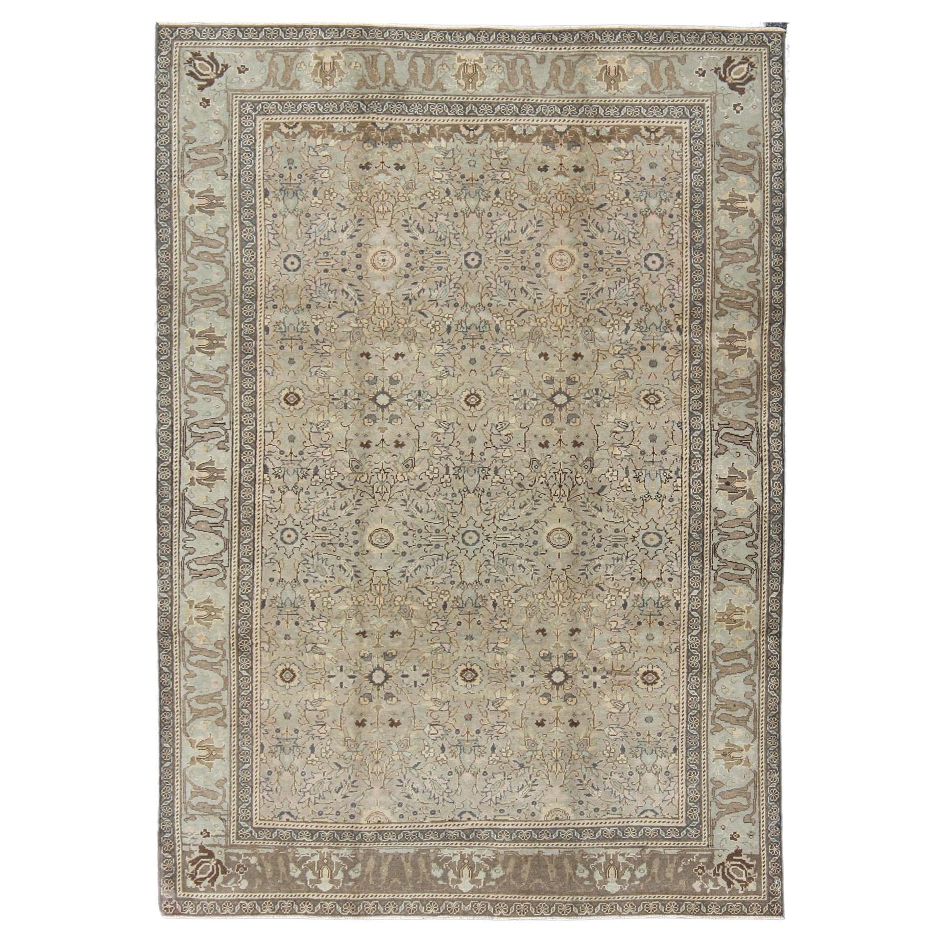 Vintage Turkish Sivas Rug with Floral Design in Earthy Neutrals  For Sale