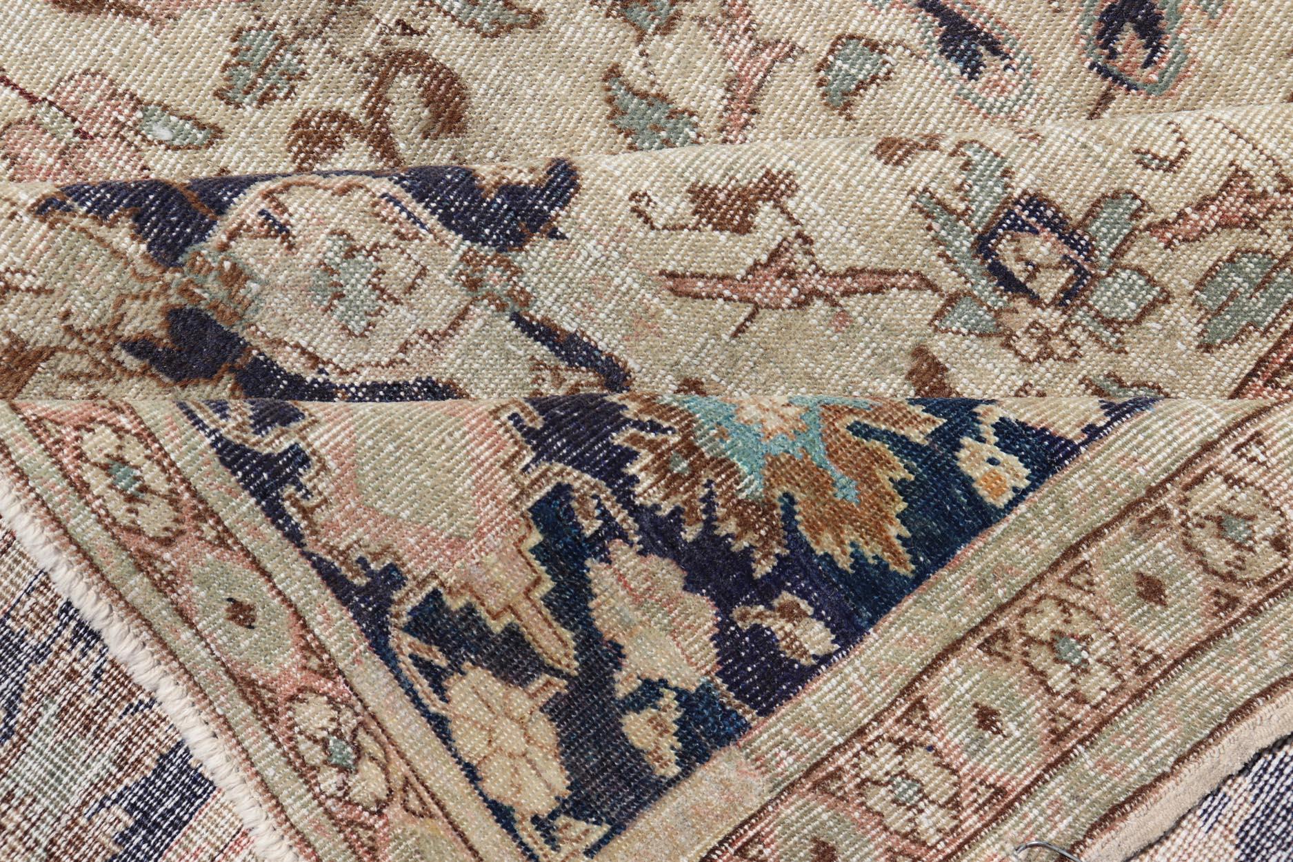 Vintage Türkisch Sivas Teppich mit floralen Mustern in Elfenbein und Brown 6'2 