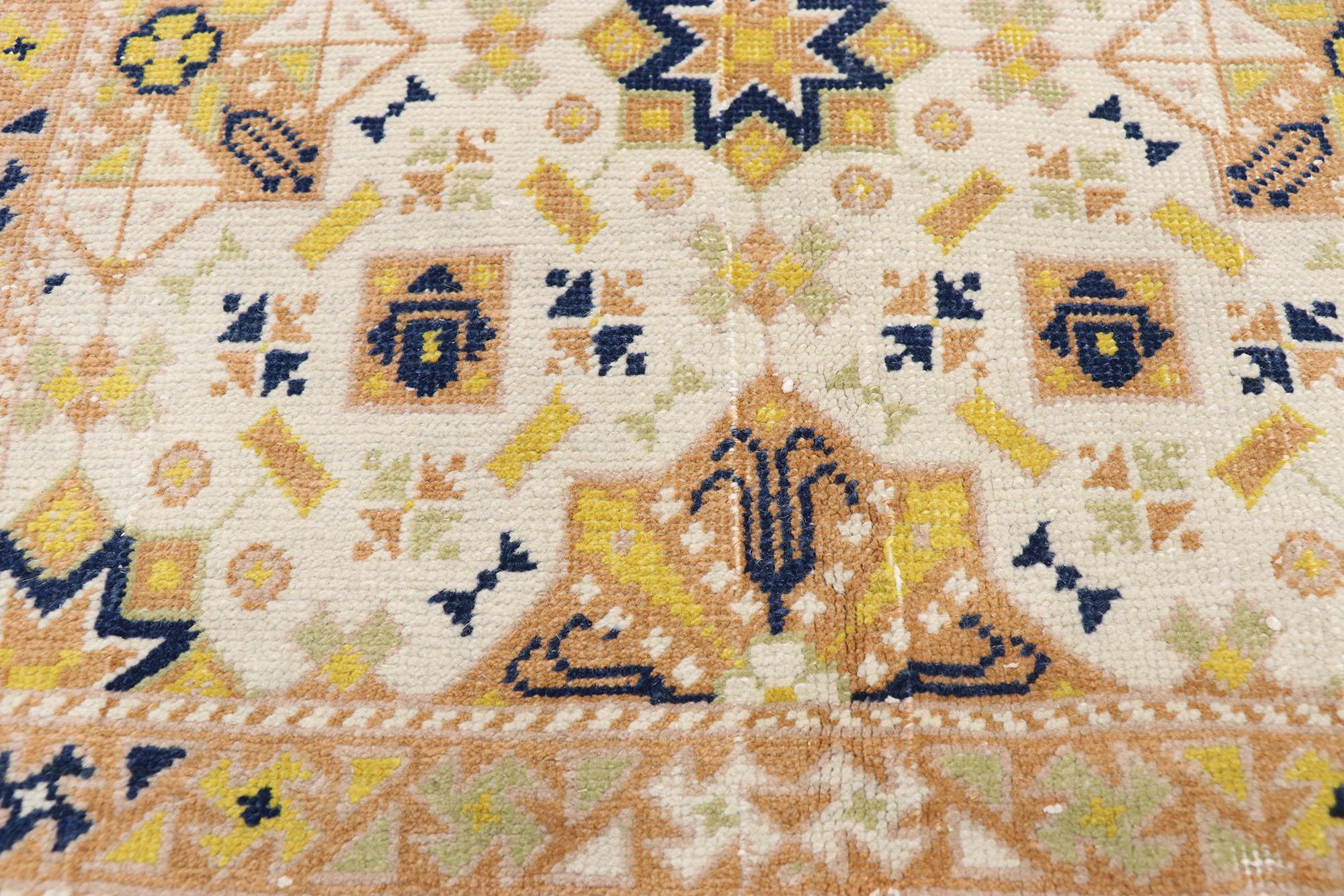 Vintage Turkish Sivas Rug with Geometric Design and Islamic Tile Art Style In Good Condition For Sale In Dallas, TX