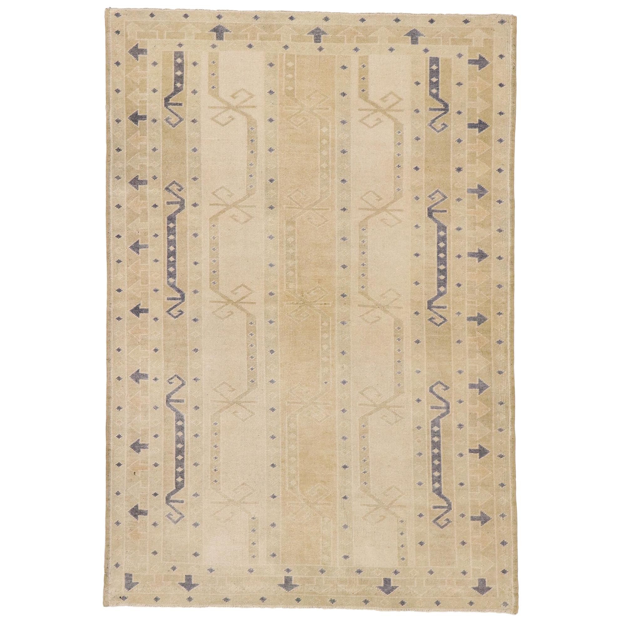 Vintage Turkish Sivas Rug with Modern Shaker Style For Sale