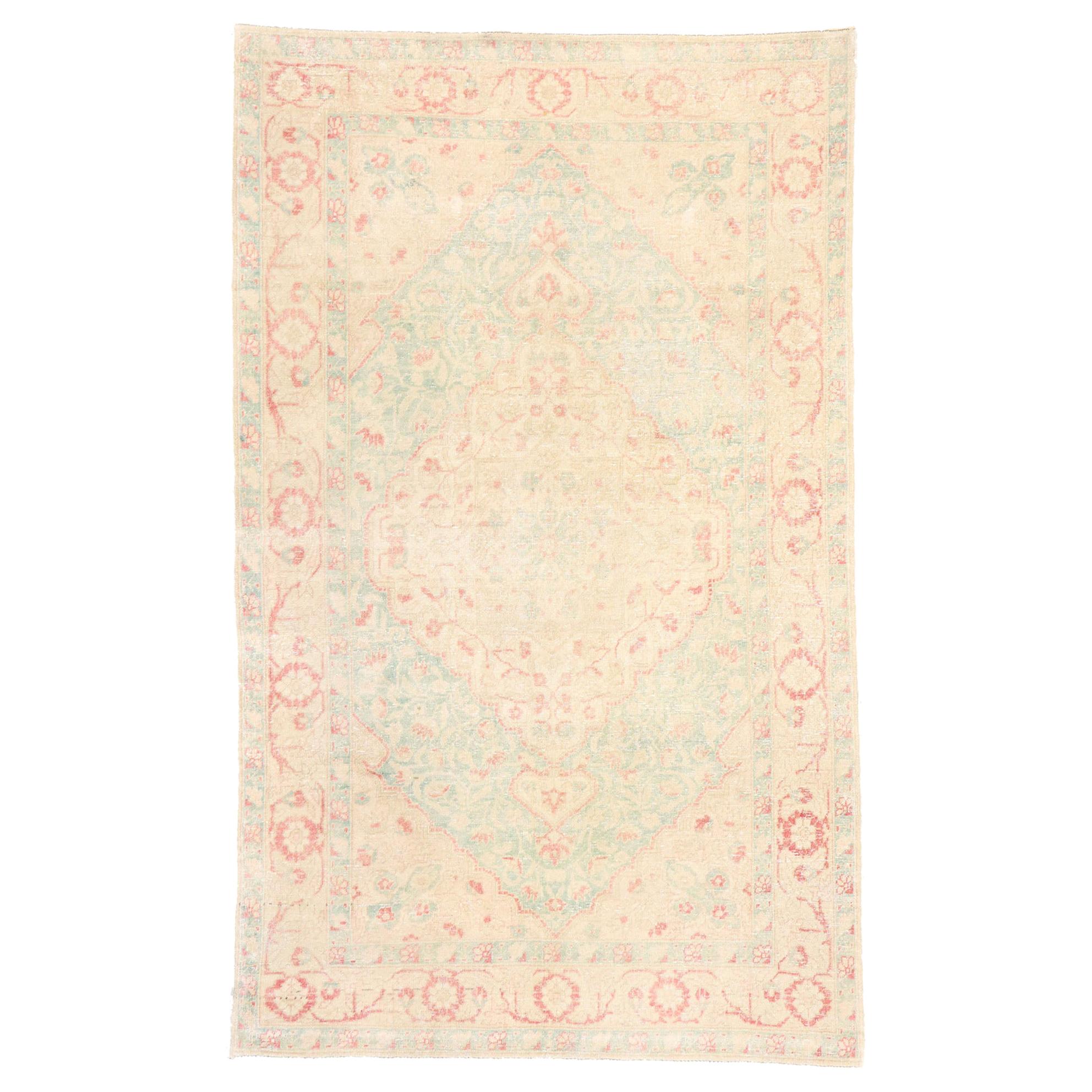 Vintage Turkish Sivas Rug with Romantic English Country Cottage Style For Sale