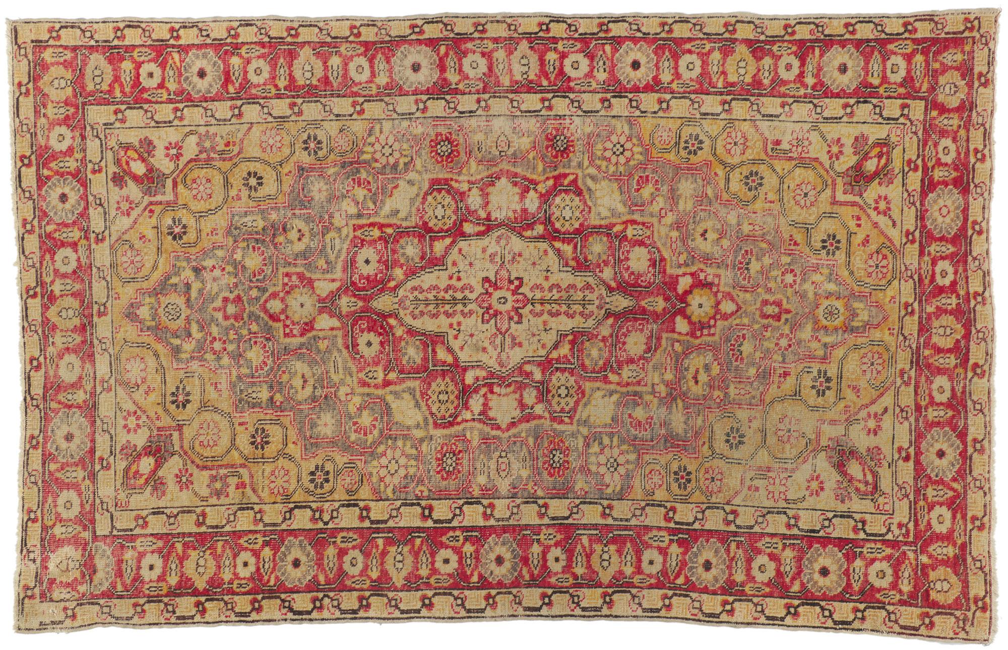 Vintage Turkish Sivas Rug with Rustic Farmhouse Style For Sale 4