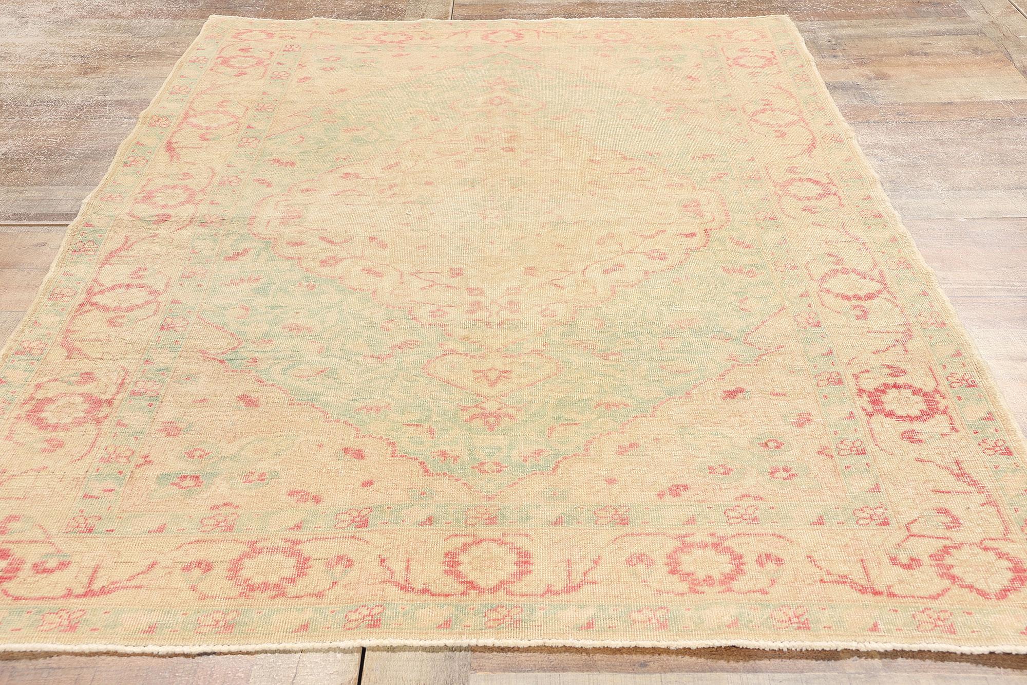 Vintage Turkish Sivas Rug with Soft Earth-Tone Colors For Sale 1