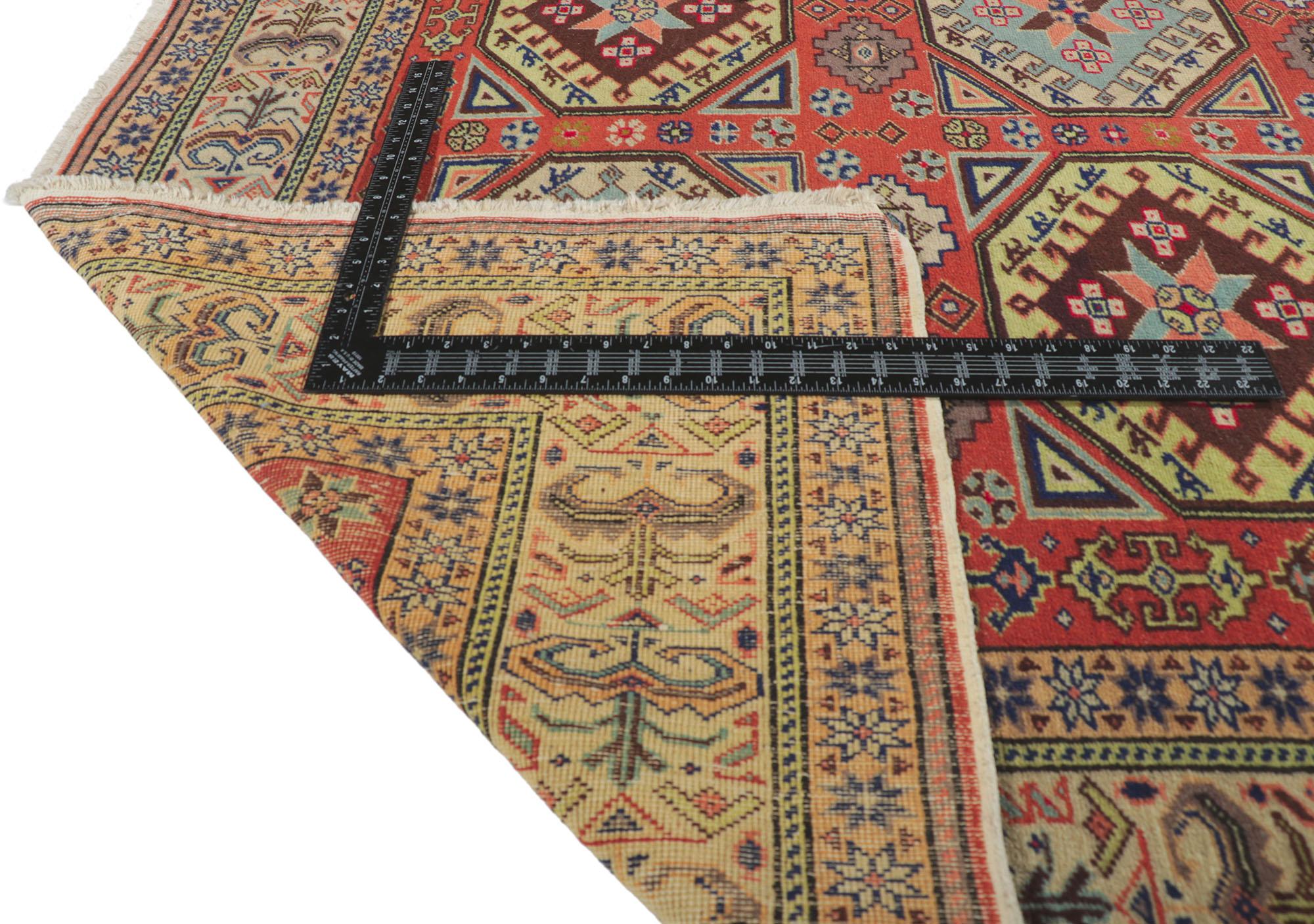 Vintage Turkish Sivas Rug with Tribal Style In Good Condition For Sale In Dallas, TX