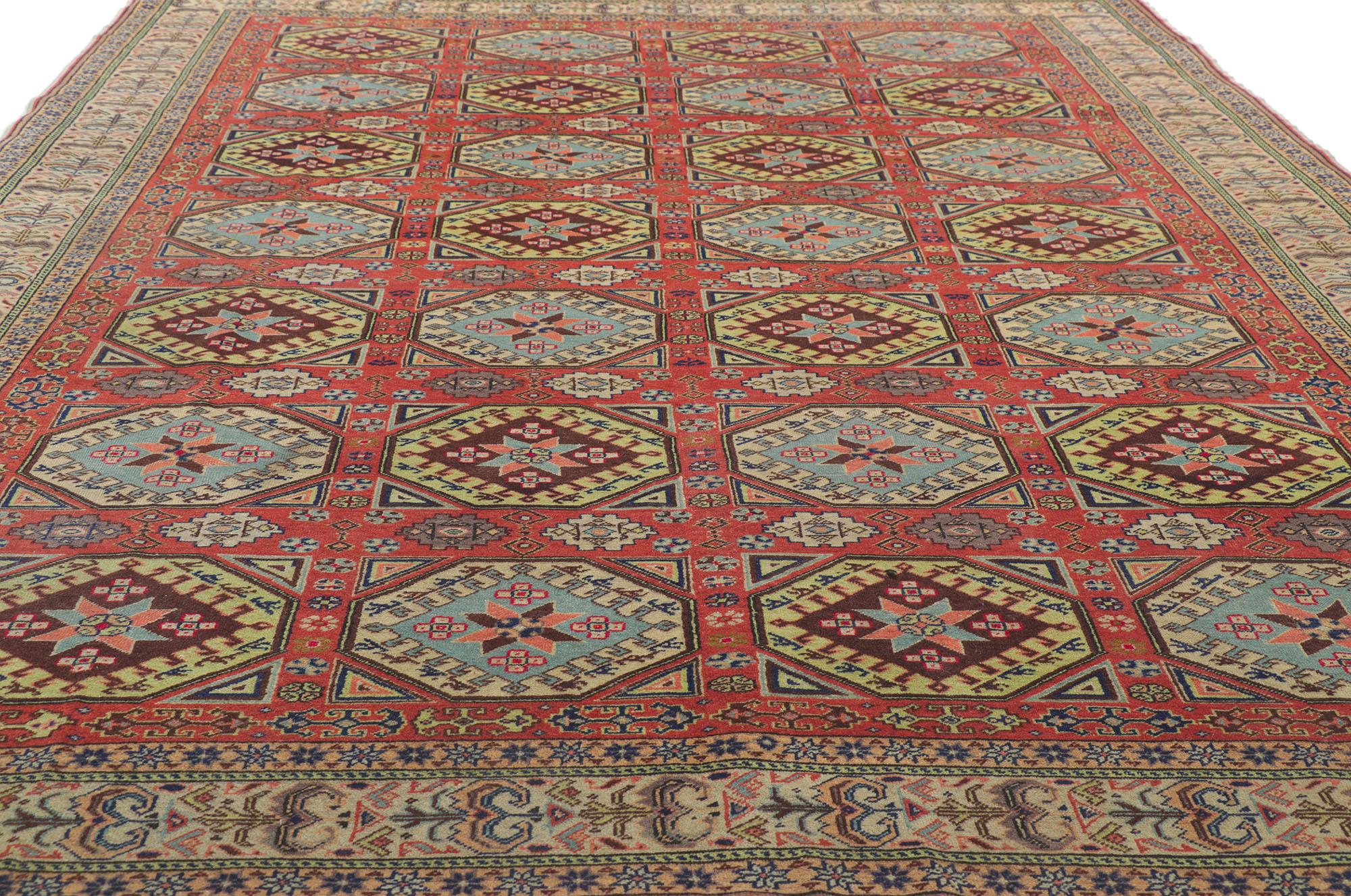 Wool Vintage Turkish Sivas Rug with Tribal Style For Sale