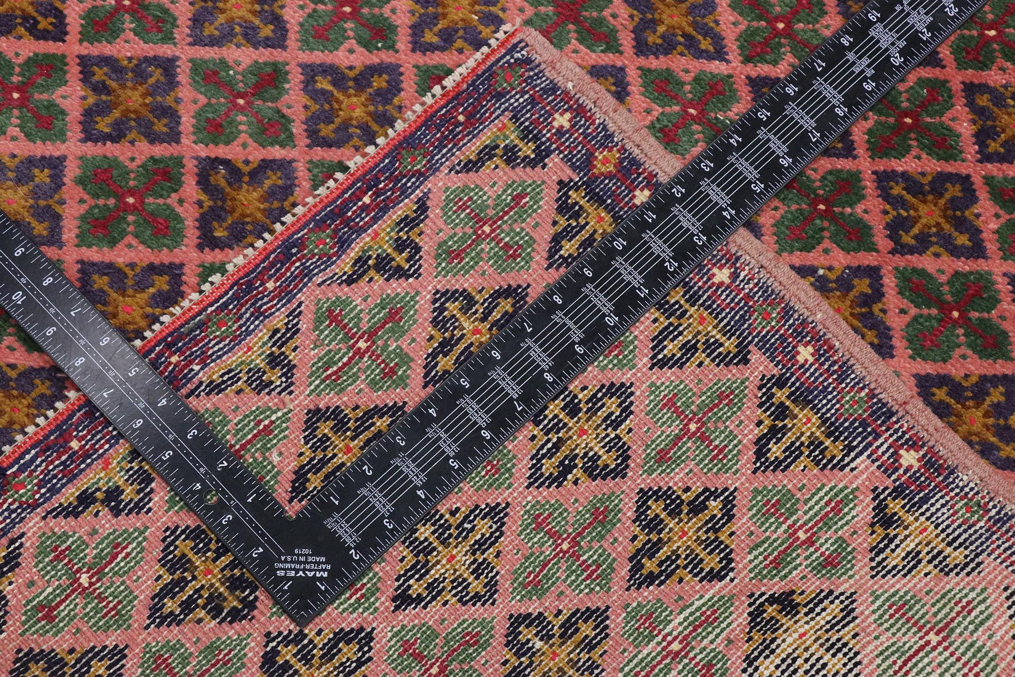 Wool Vintage Turkish Sivas Rug with Victorian Bohemian Style For Sale