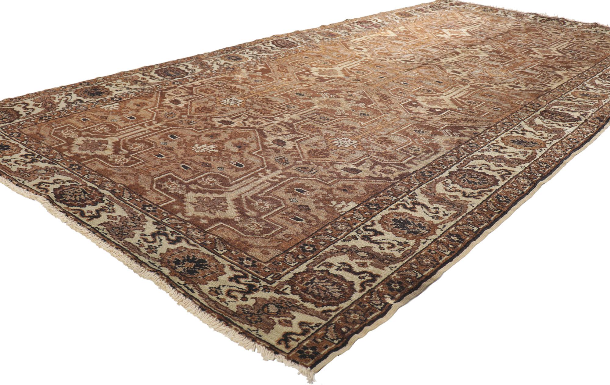 73808 Vintage Turkish Sivas Rug, 04'04 x 08'02.
With its neutral color palette, straight and curved lines, this hand knotted wool vintage Turkish Sivas runner beautifully embodies William and Mary style with a modern twist. It features repeating