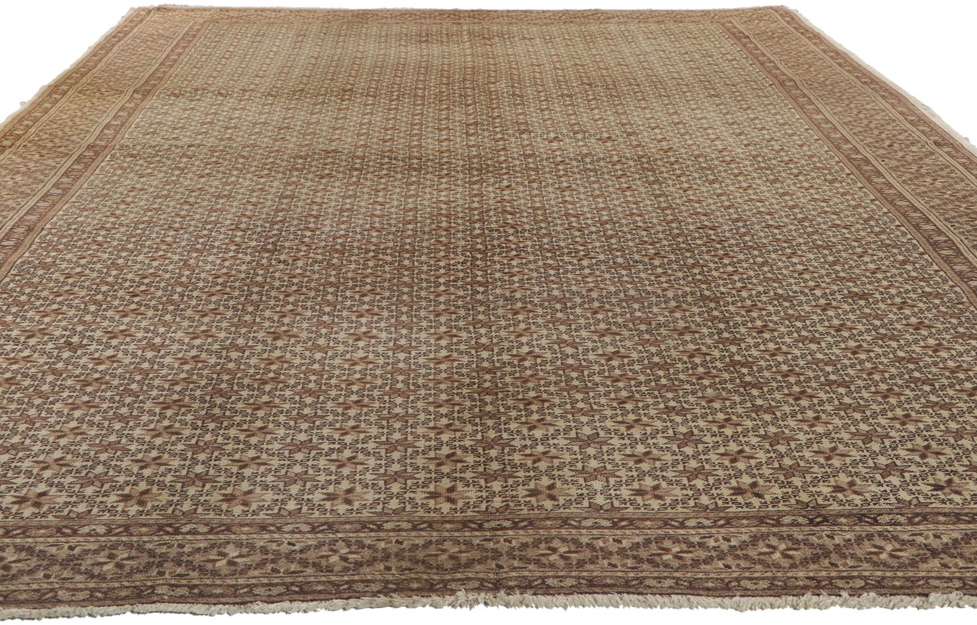 Mid-Century Modern Tapis turc Sivas vintage aux couleurs chaudes et neutres en vente