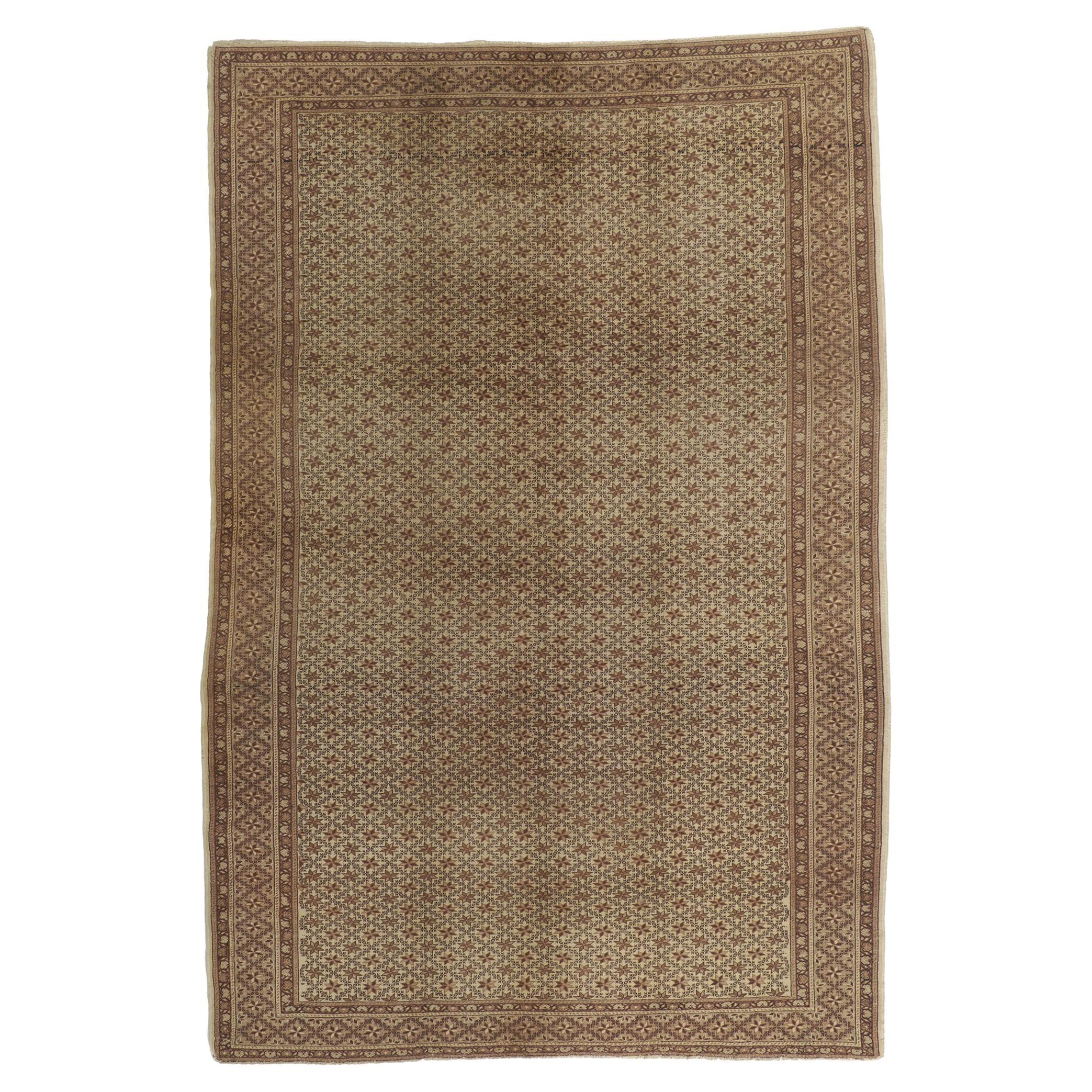 Tapis turc Sivas vintage aux couleurs chaudes et neutres