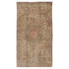 Sivas turcas vintage con medallón central floral en tonos coral y tierra