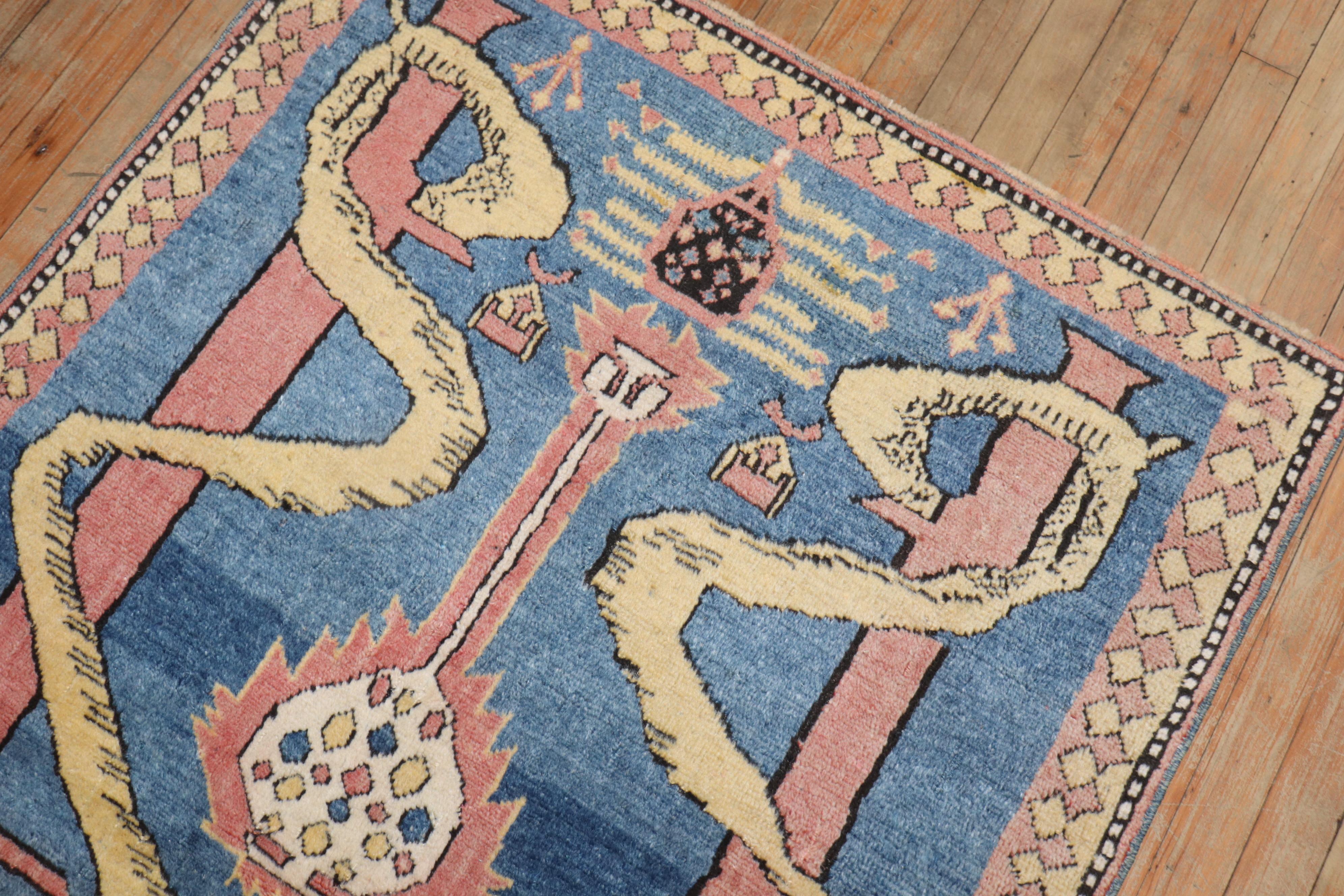 Vintage Turkish Snake Pattern Rug In Good Condition For Sale In New York, NY