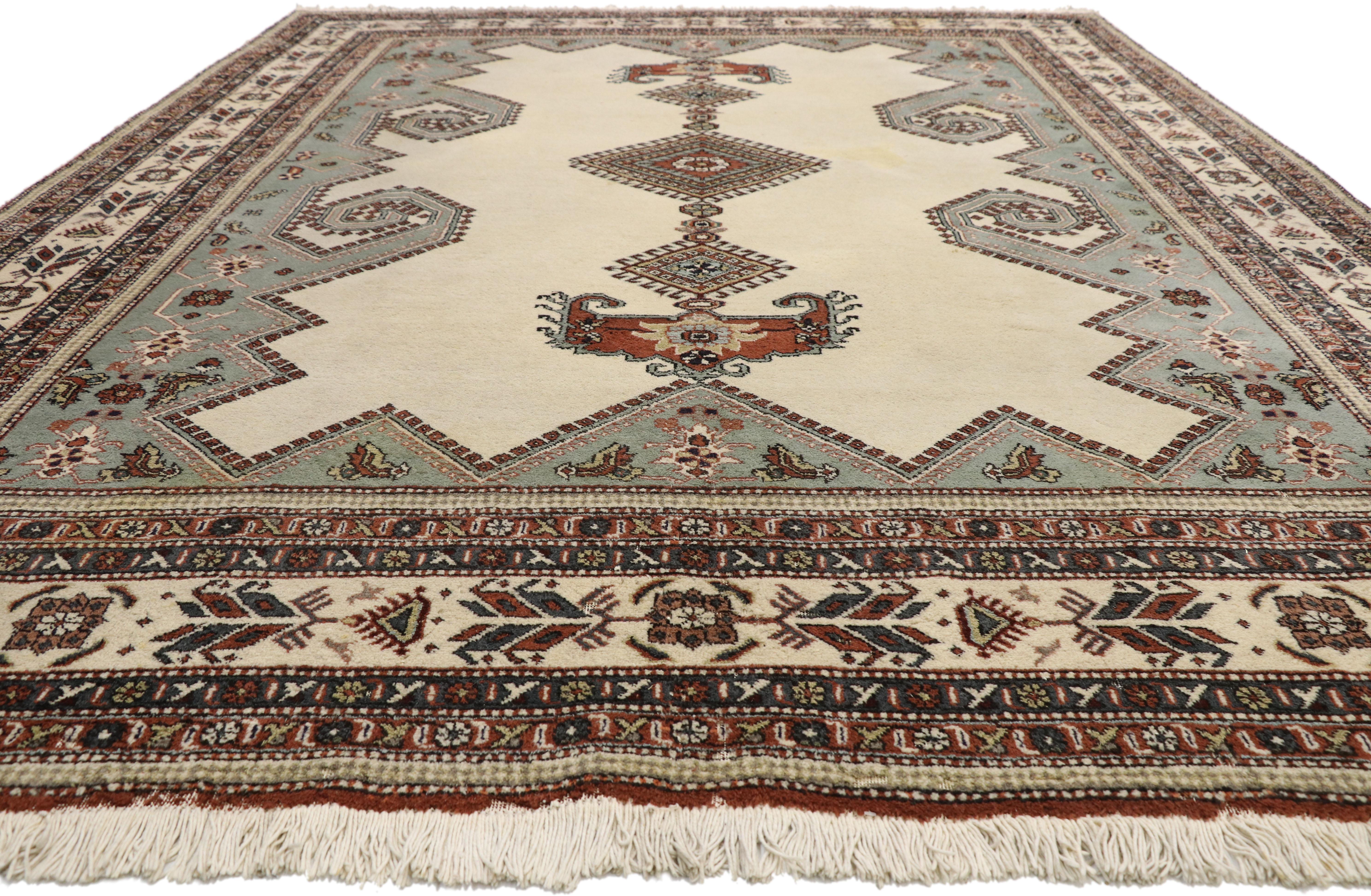 Hand-Knotted Vintage Turkish Sparta Rug with Caucasian Qashqai Shiraz Tribal Style For Sale