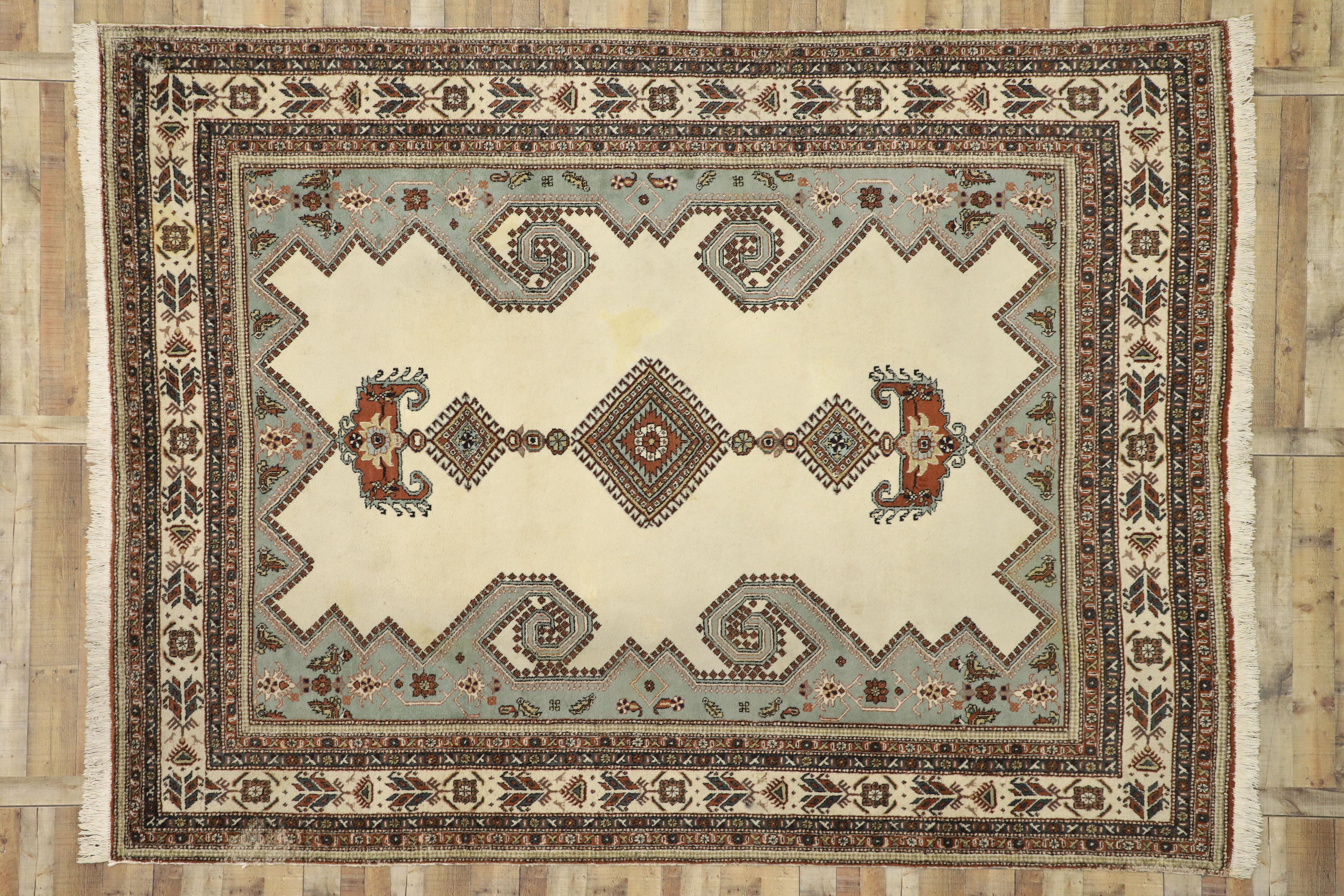 Alfombra turca vintage Esparta con estilo tribal Qashqai Shiraz del Cáucaso Lana en venta