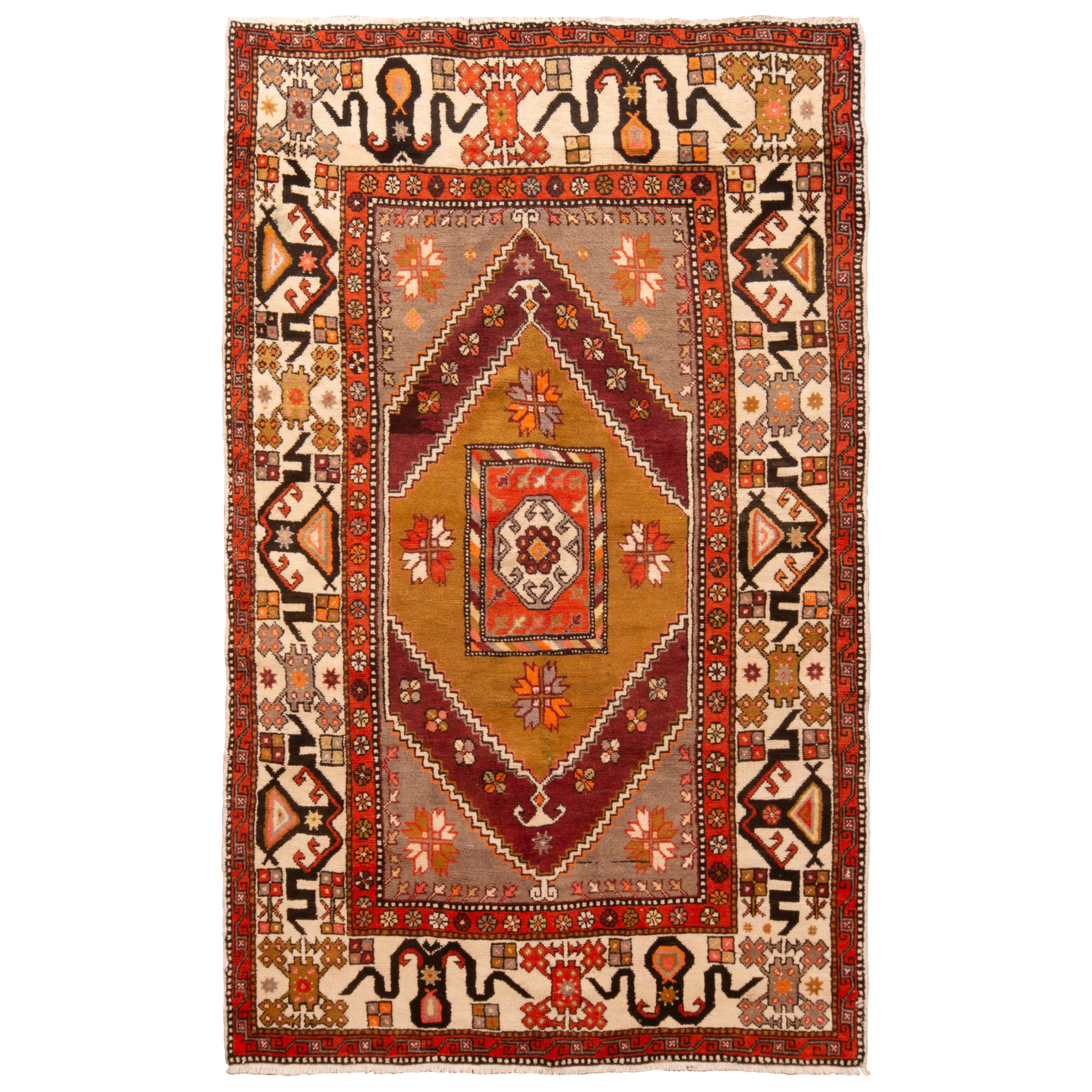 Tapis turc vintage Sparta avec médaillon géométrique coloré - Rug
Kilim