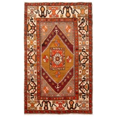 Vintage Turkish Sparta Rug with Colorful Geometric Medallion - Rug & Kilim