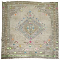 Vintage Turkish Square Kars Anatolian Rug