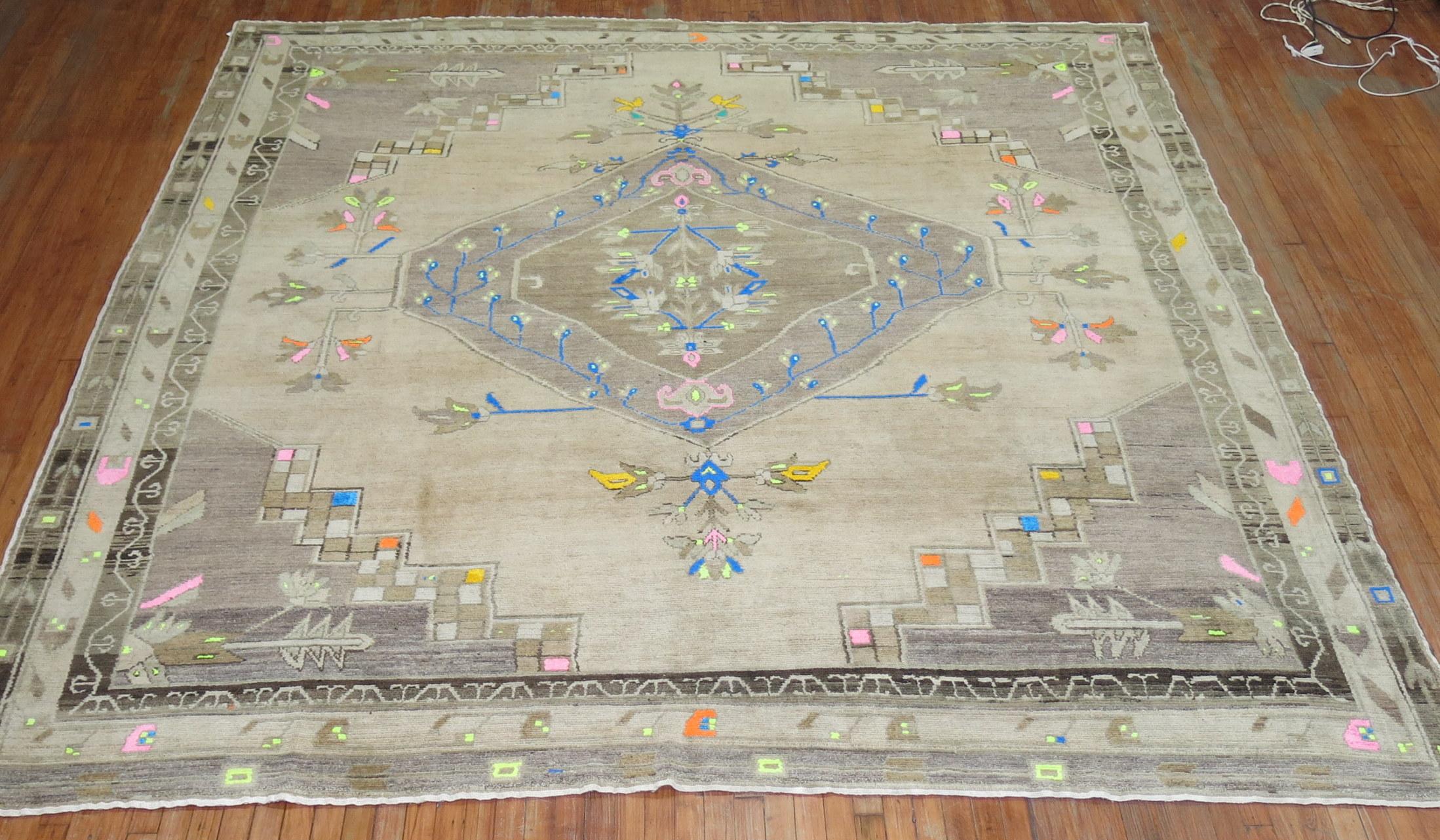 Vintage Turkish Square Kars Rug In Good Condition In New York, NY