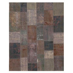 Vintage Square Turkish Multicolor Patchwork Overdyed Rug 7'11 x 8'6
