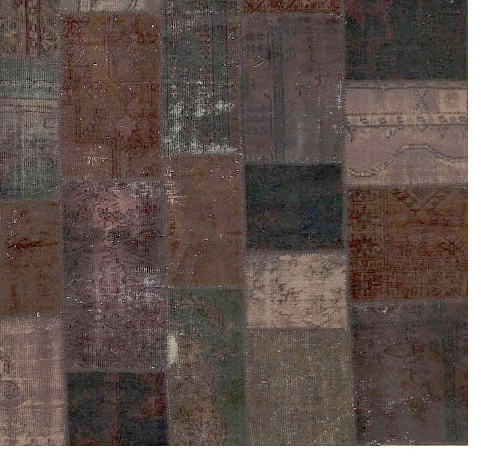 Vintage Turkish Square Patchwork Overdyed Rug  7'11 x 8'6 In Good Condition For Sale In New York, NY