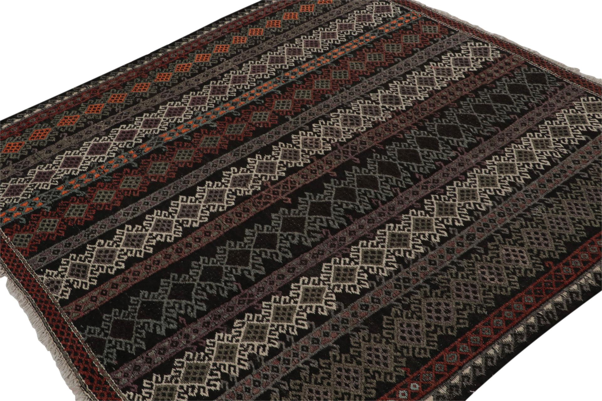 Hand Knotted in wool, this distressed vintage 6x6 Turkish rug, is an interpretation of Cecim Kilims, making it a revered piece in Rug & Kilim collection. 

On the Design: 

This design looks much like a low-pile, hand-knotted interpretation of Cecim