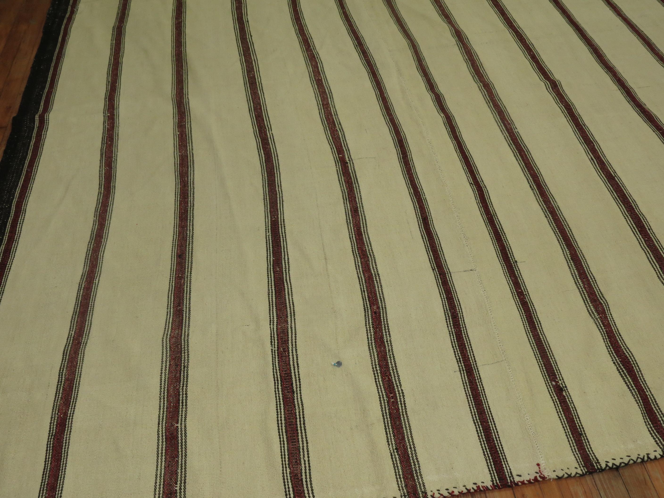 Vintage Turkish Striped Kilim 3