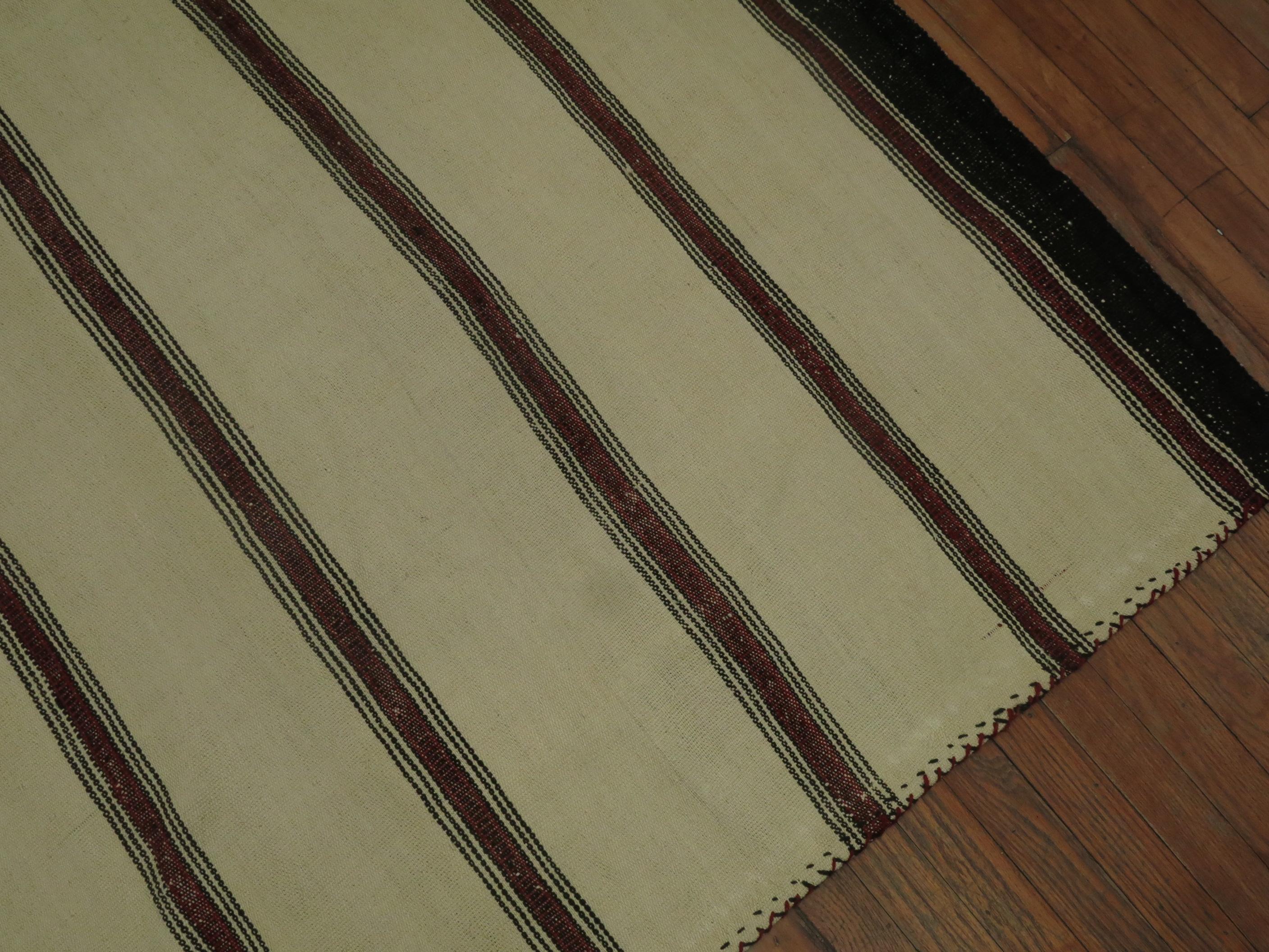 Modern Vintage Turkish Striped Kilim