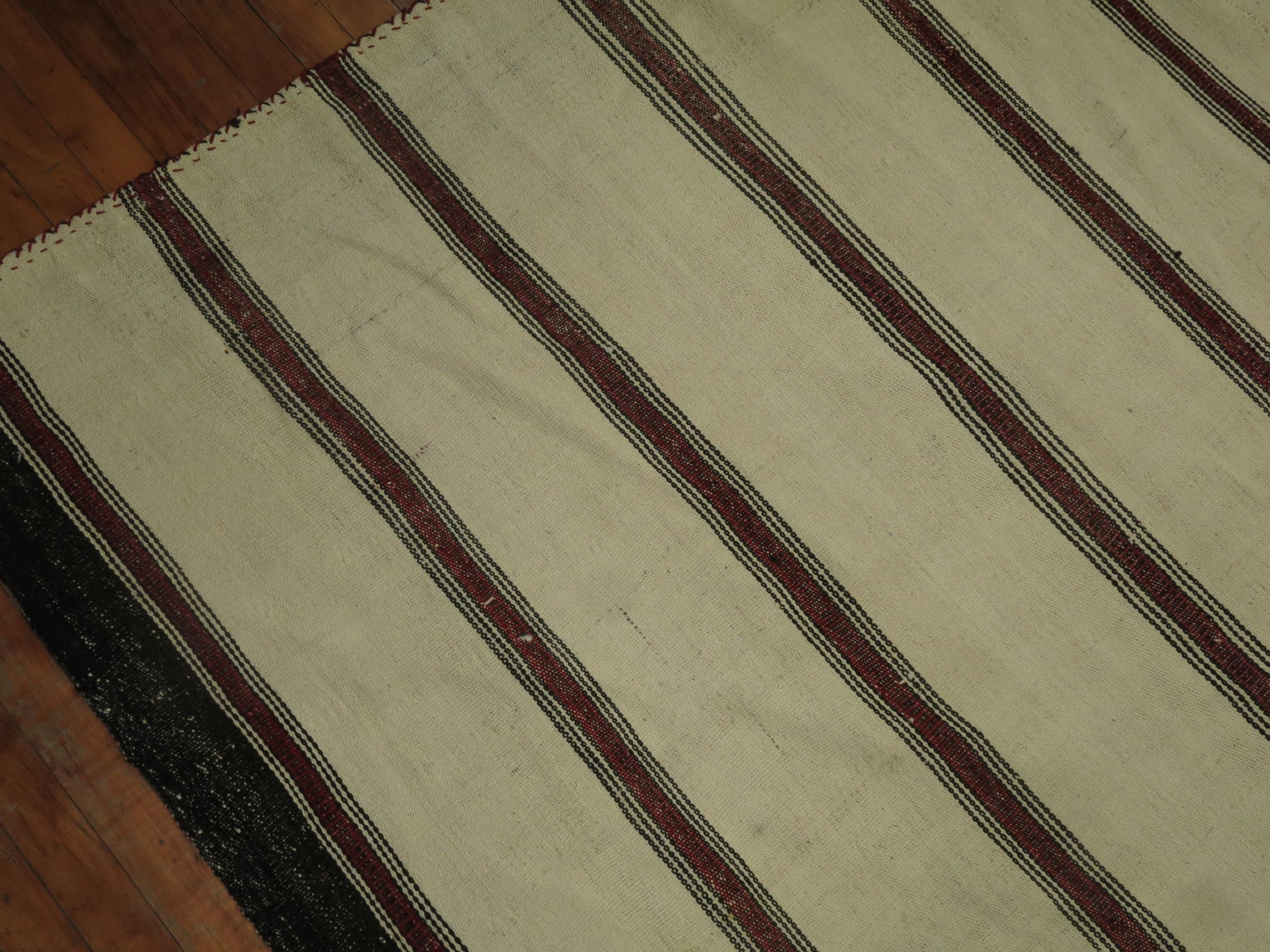 20th Century Vintage Turkish Striped Kilim