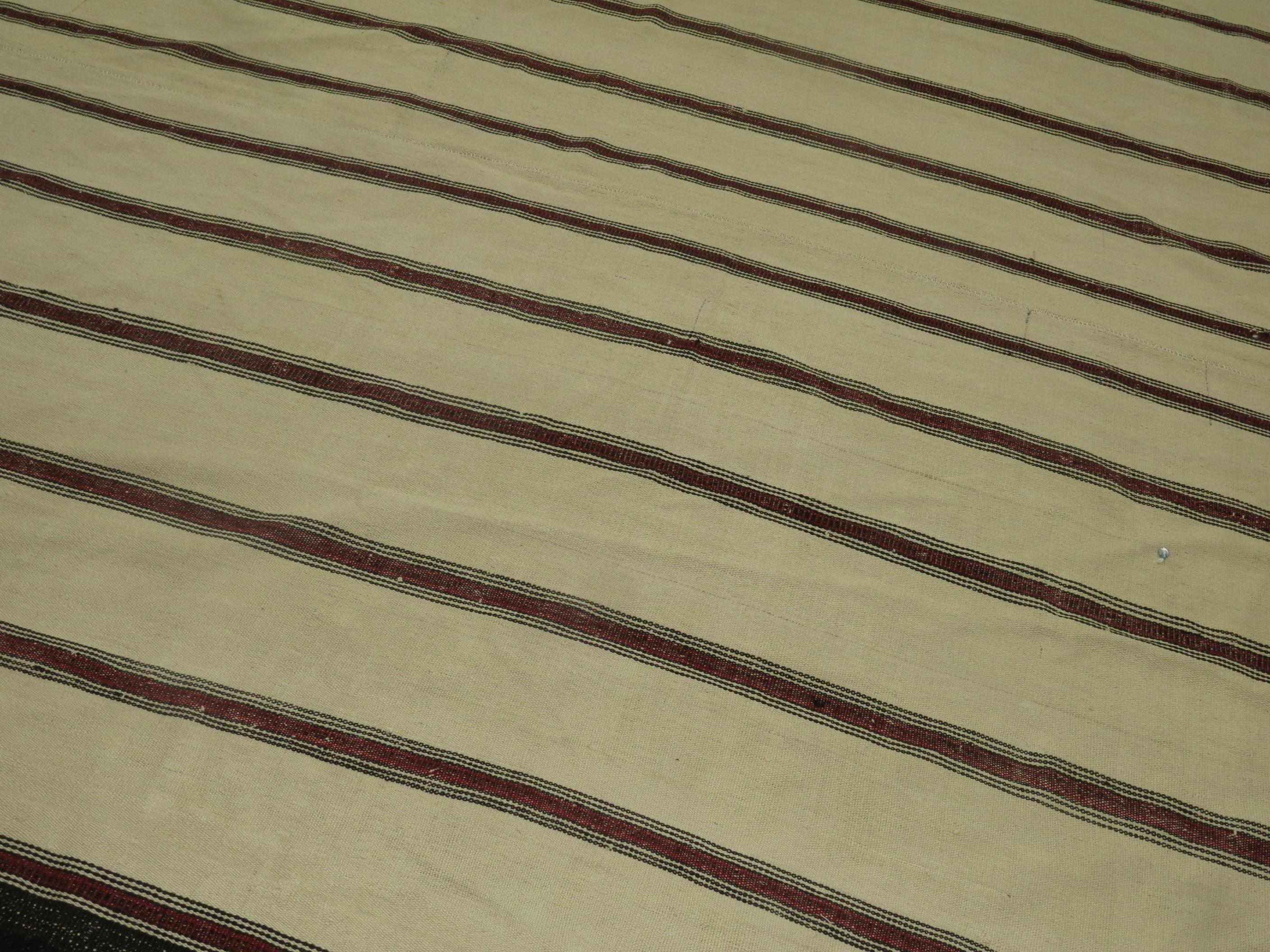 Vintage Turkish Striped Kilim 2
