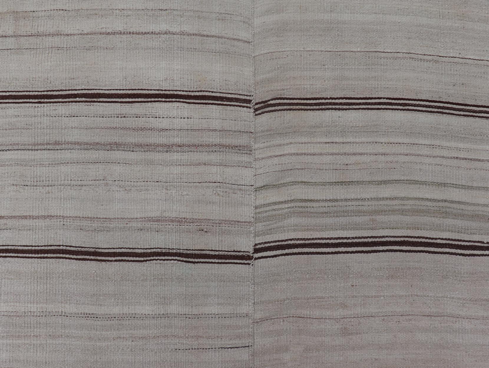 Vintage Turkish Striped Kilim Gallery in Braun & Creme 4'2 x 12'8 im Angebot 2