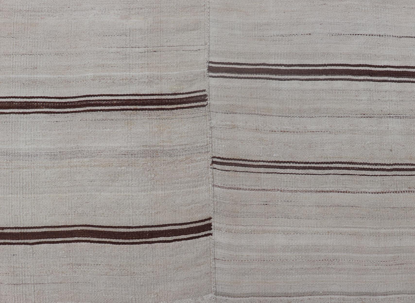 Vintage Turkish Striped Kilim Gallery in Braun & Creme 4'2 x 12'8 im Angebot 3