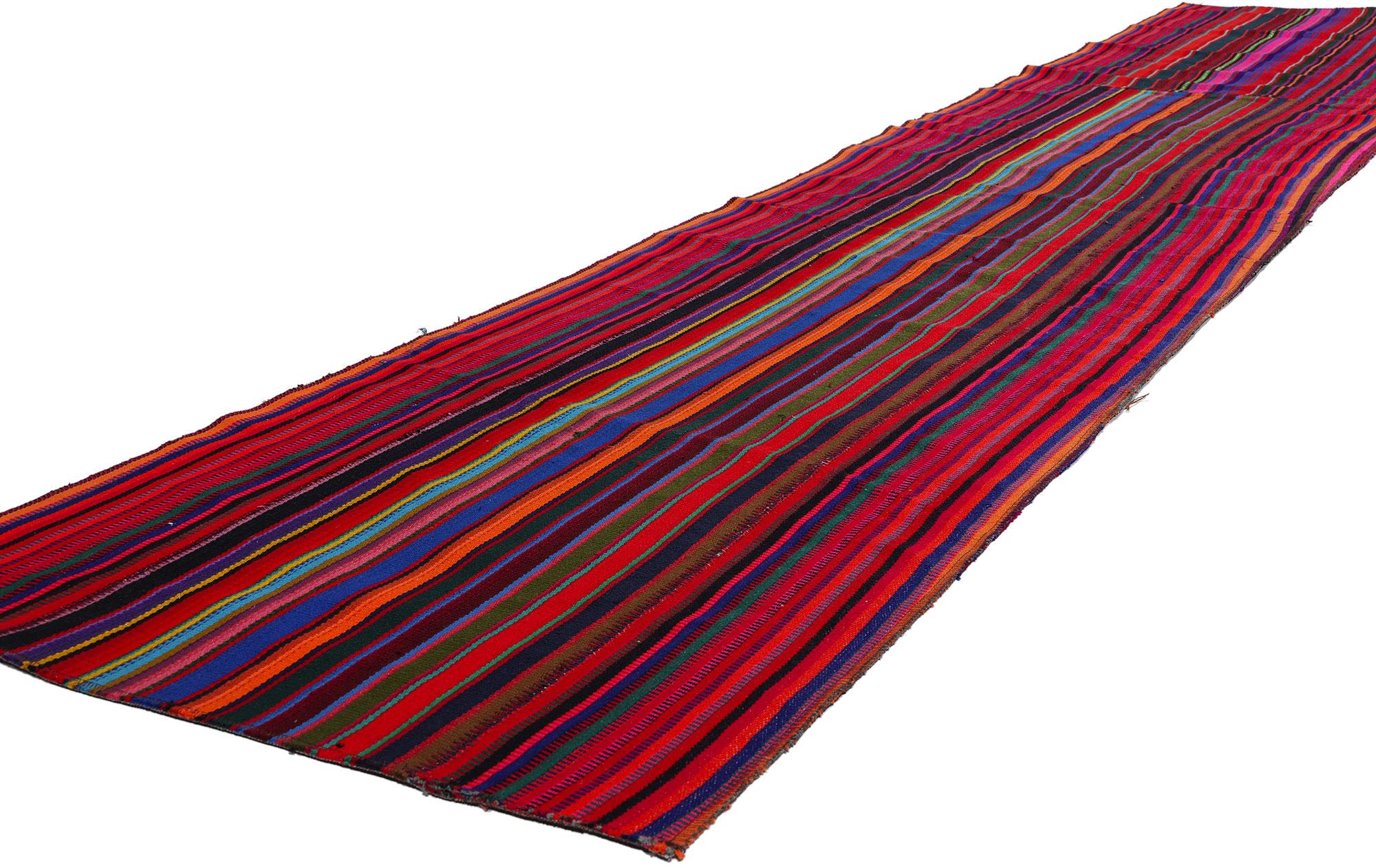 Contemporary  Vintage Turkish Striped Kilim Rug, Colorful Bohemian Meets Maximalist Elegance For Sale