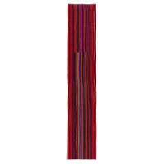  Vintage Turkish Striped Kilim Rug, Colorful Bohemian Meets Maximalist Elegance (en anglais)
