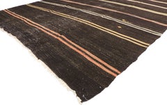 Vintage Turkish Striped Kilim Rug, Tribal Style Striped Area Rug