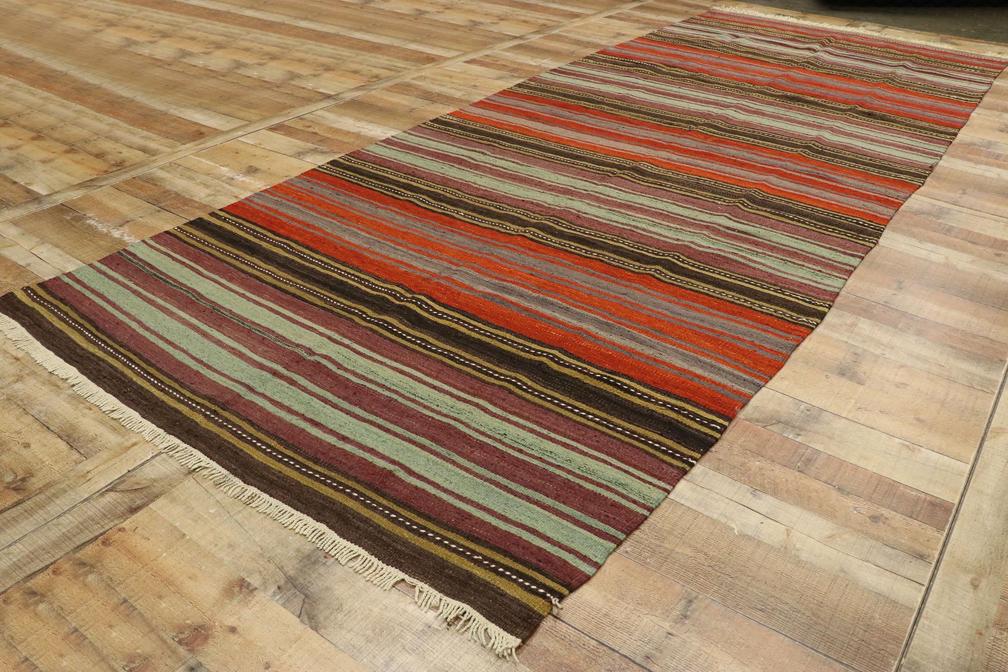 20th Century Vintage Turkish Striped Kilim Rug For Sale